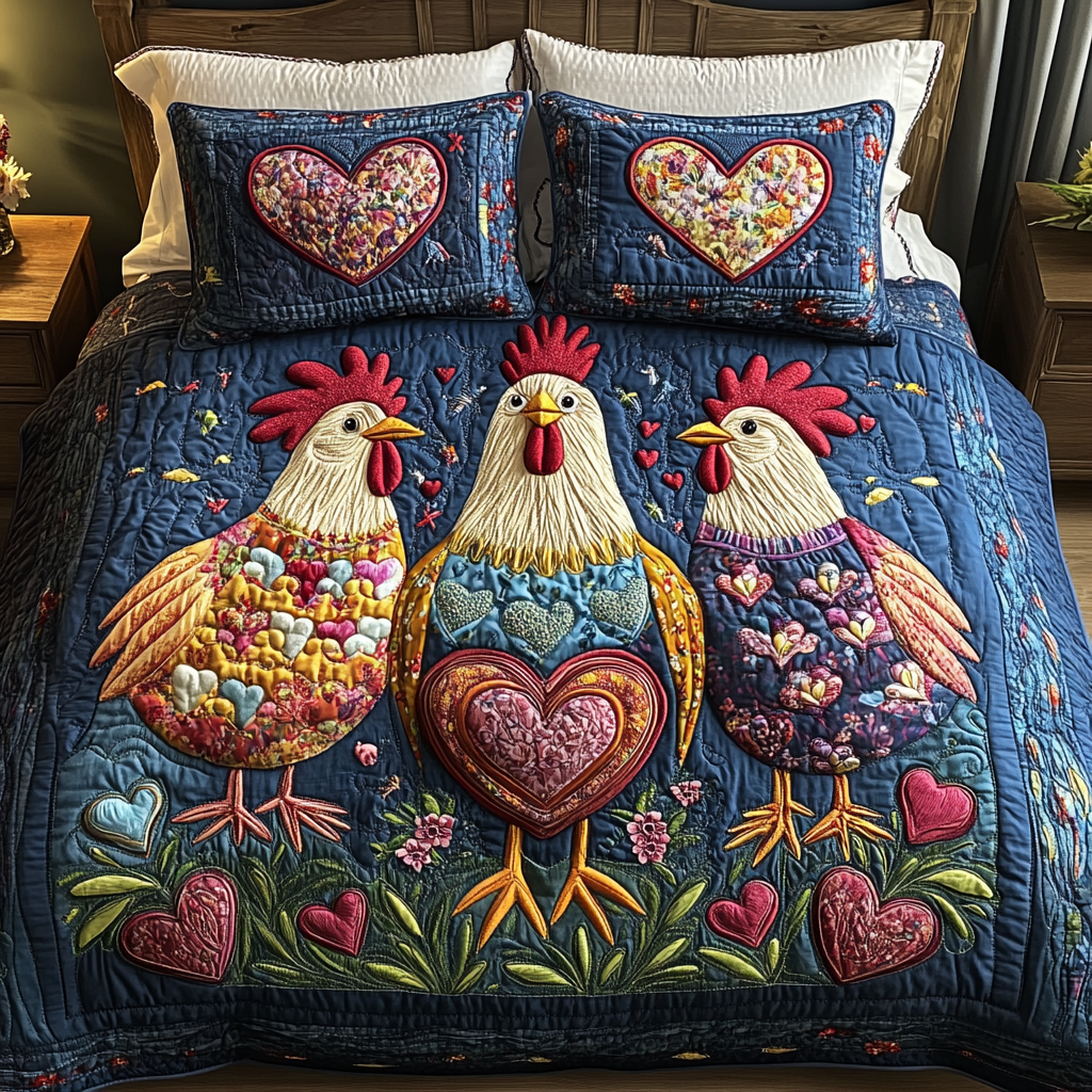 Morning Glory 3-Piece Quilted Bedding Set NCU0NVH018