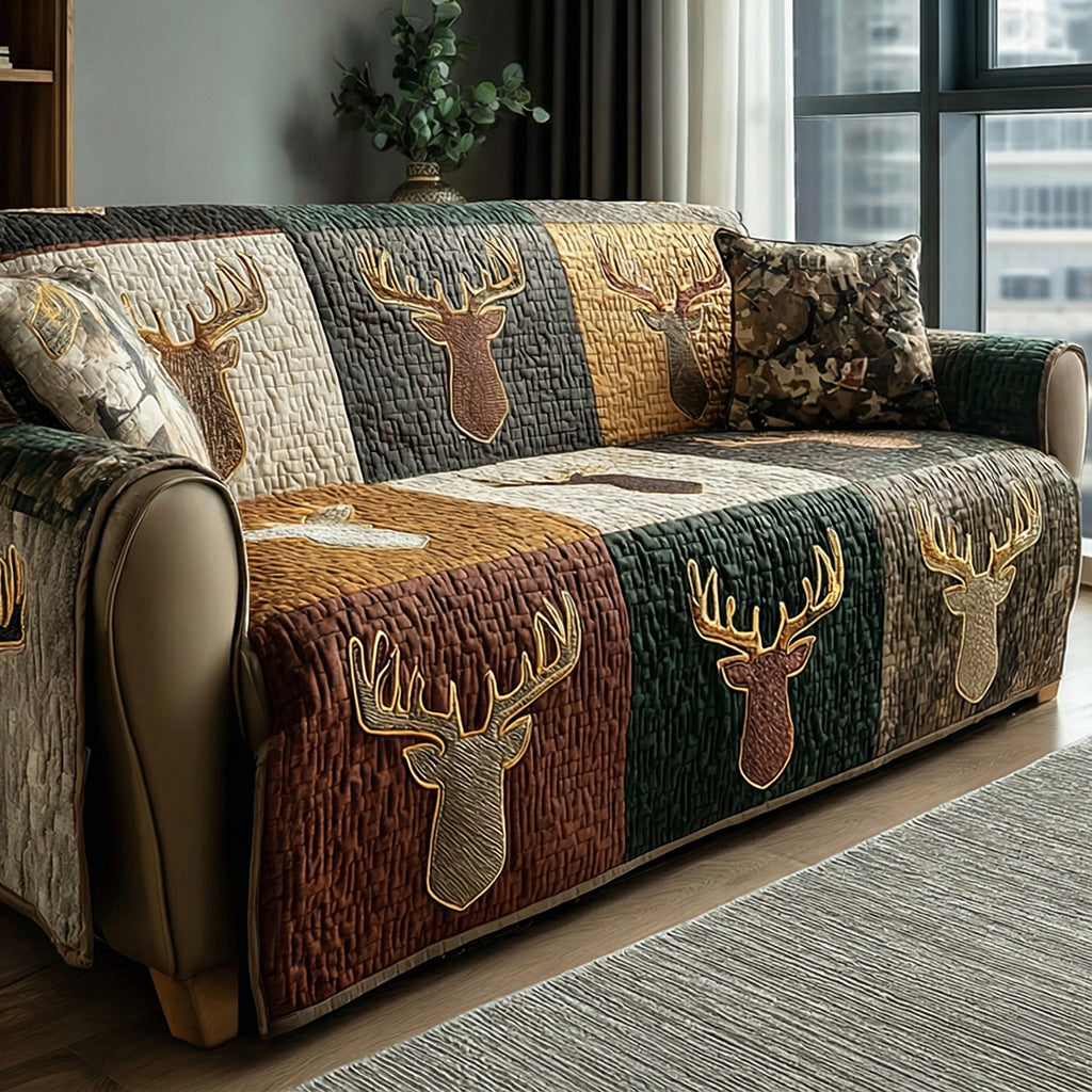 Mountain Crest Deer Quilted Sofa Cover NCU0LDH067