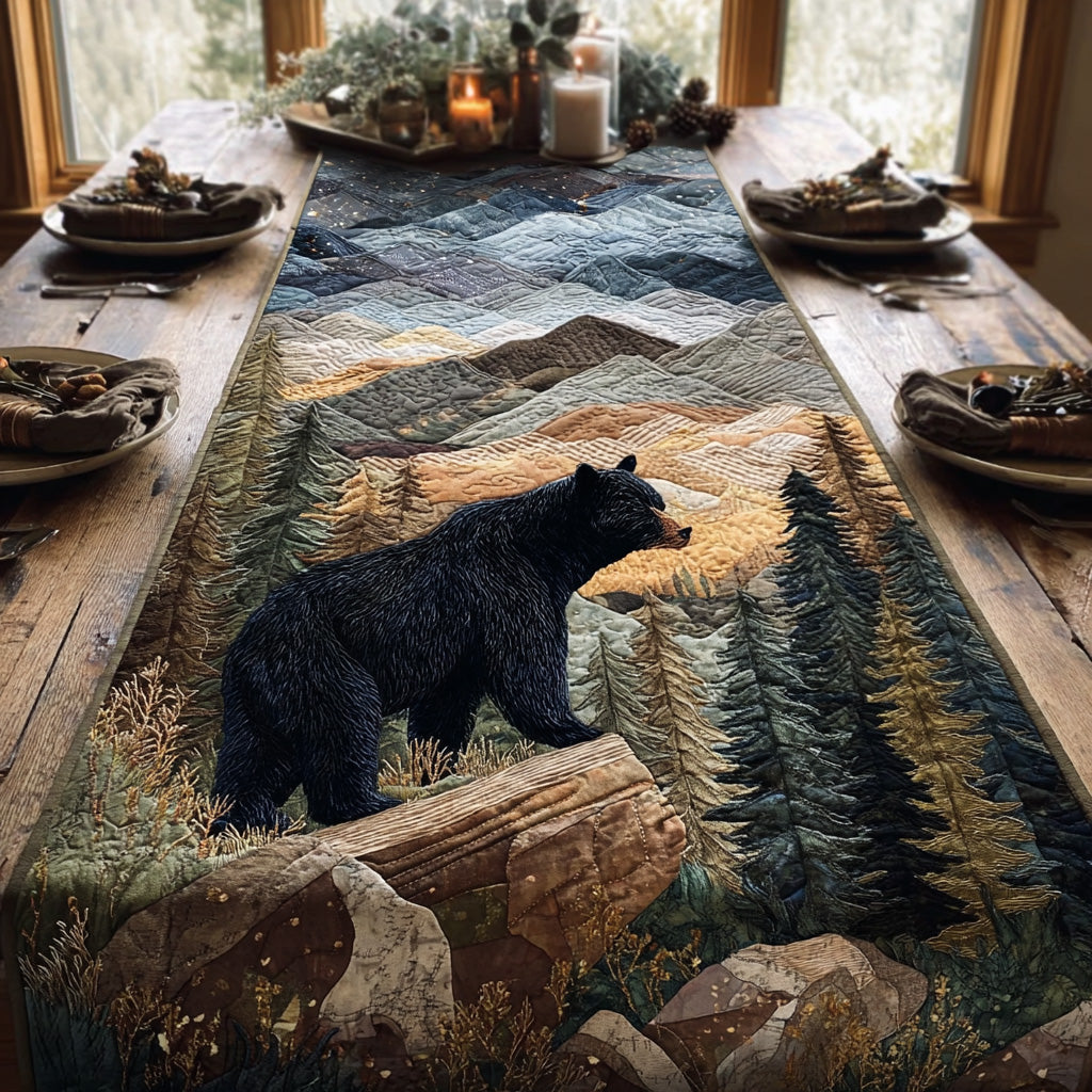 Black Bear Quilted Table Runner NCU0QN045