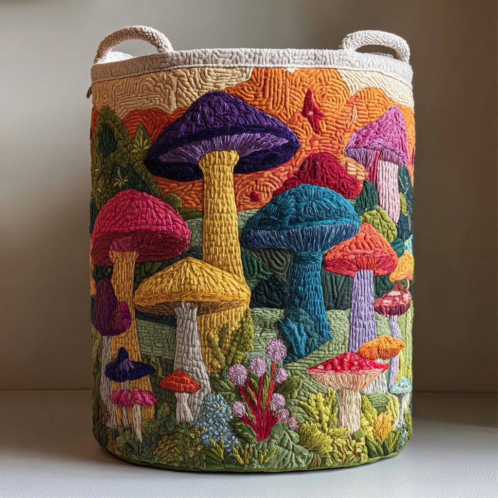 Mushroom Rise Quilted Laundry Basket NCU0DDK1802