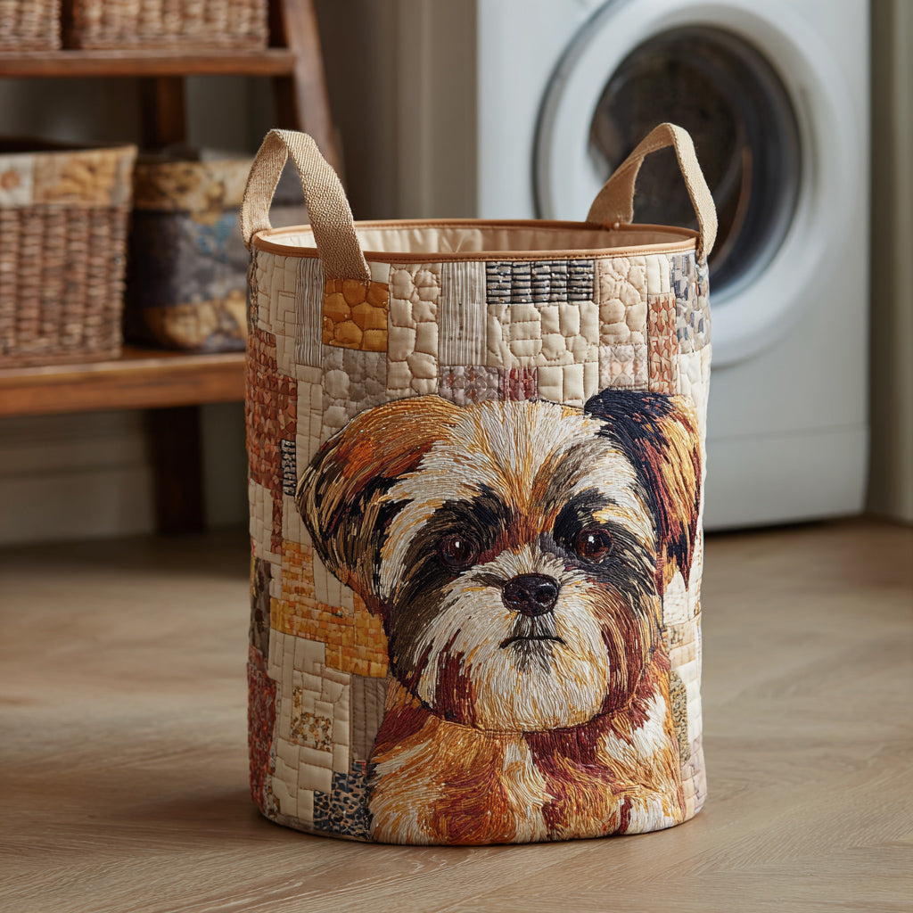 Muted Shih Tzu Quilted Laundry Basket NCU0HNH709