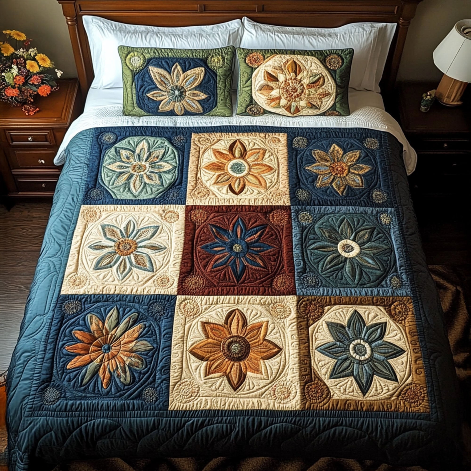 Mystic Bloom 3-Piece Quilted Bedding Set NCU0PTT546