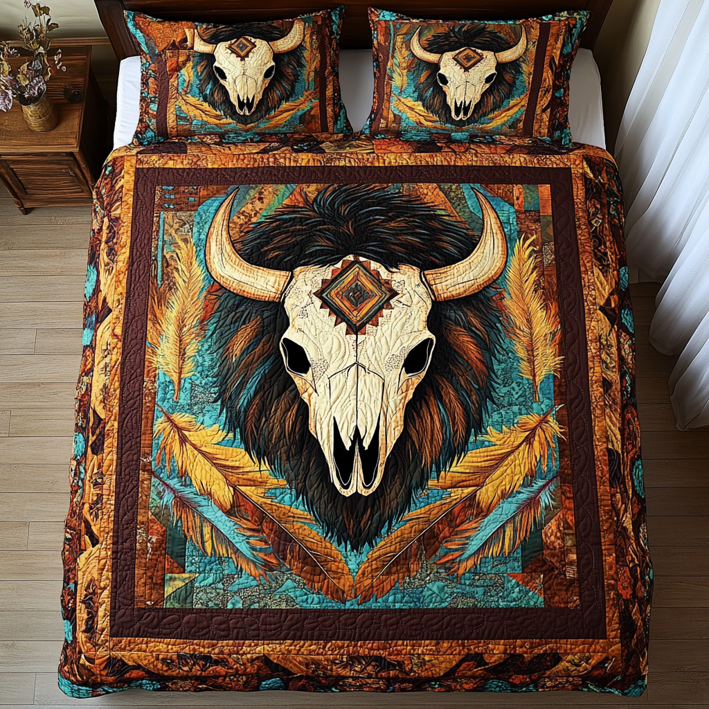 Mystic Buffalo Quilted Bedding Set NCU0DV151