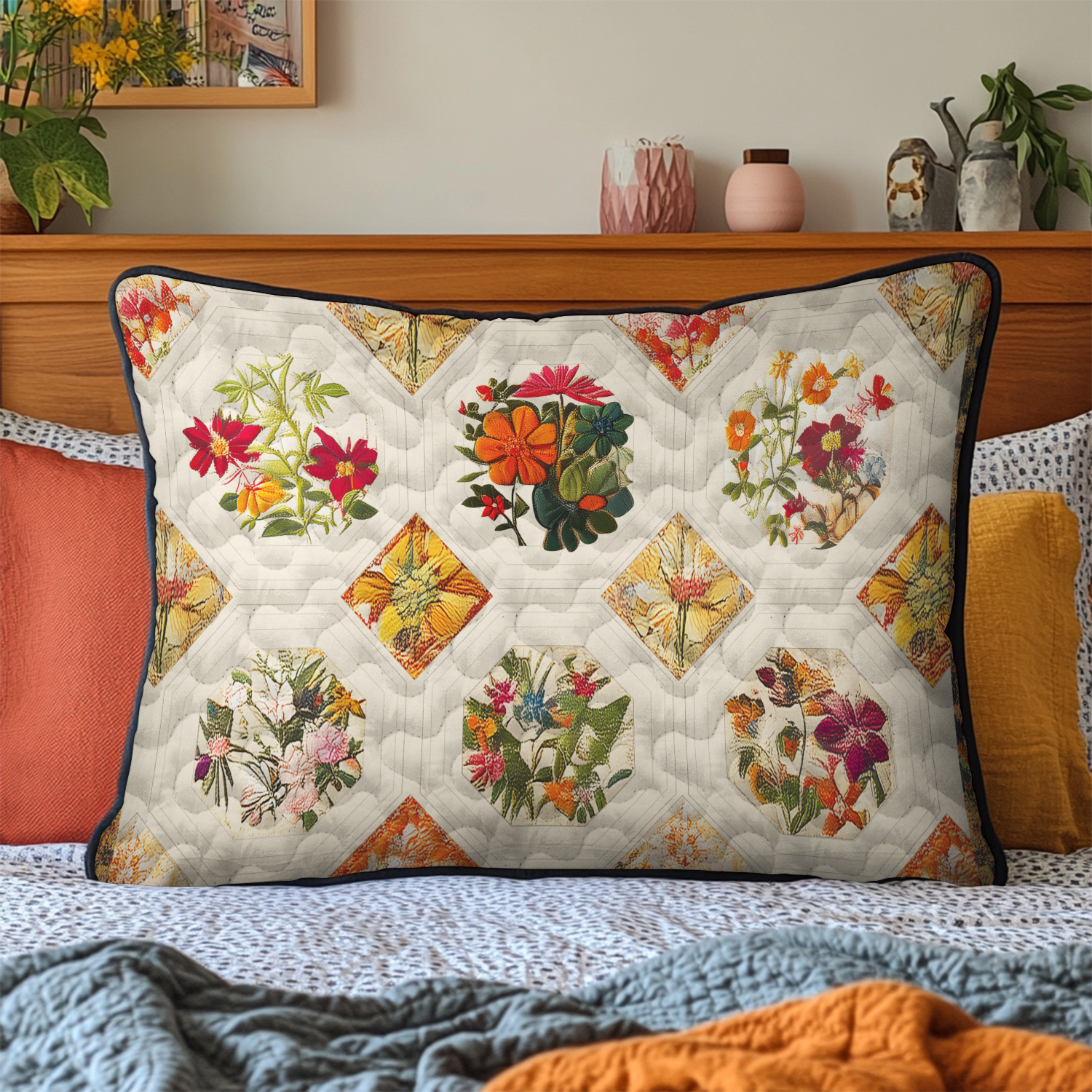 Garden Bloom Quilted Bedding Pillow Case NCU0PVL184