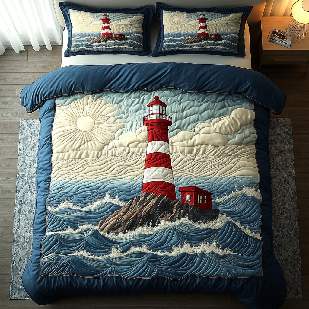 Nautical Beacon 3-Piece Quilted Bedding Set NCU0DDK217