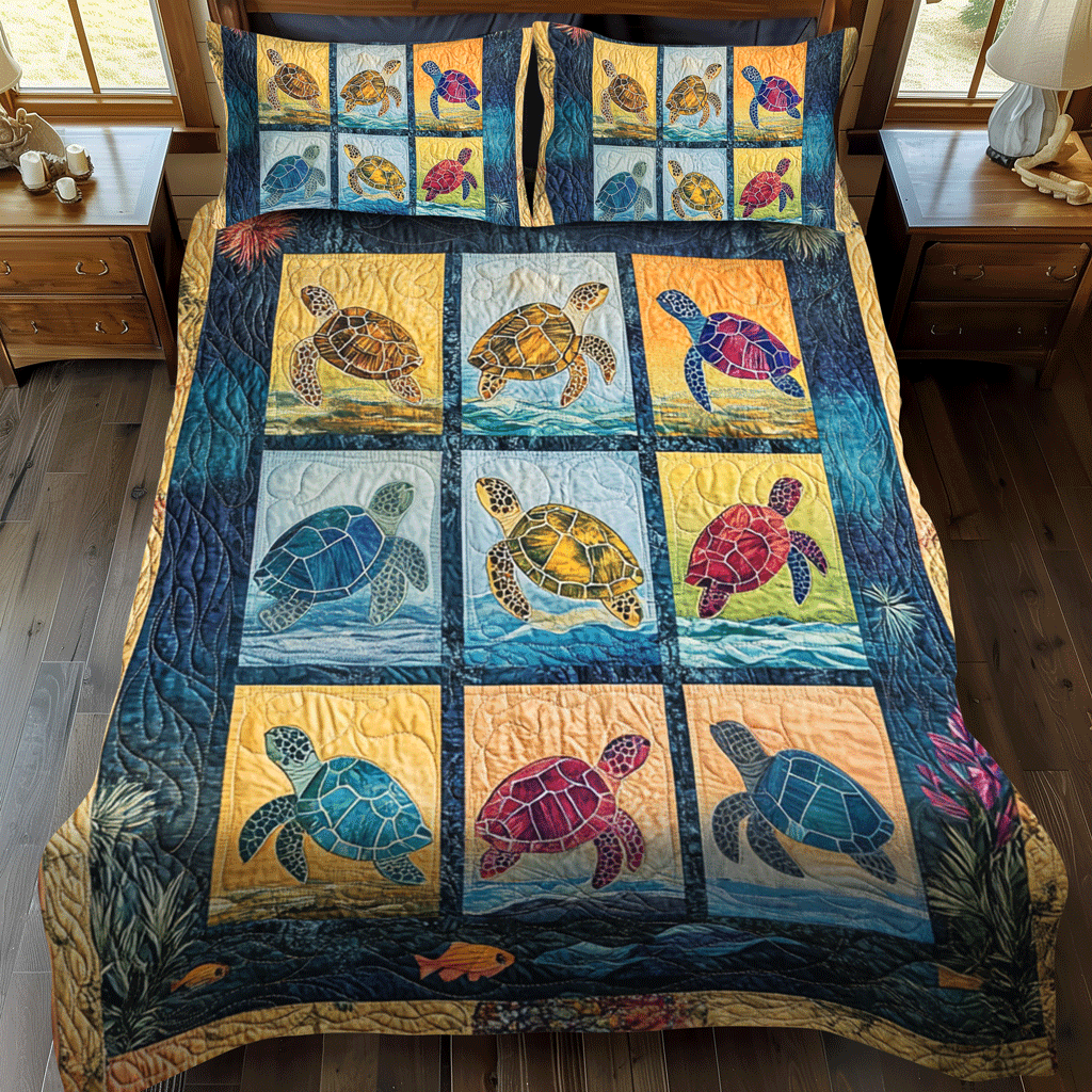 Nautical Haven 3-Piece Quilted Bedding Set NCU0TL1475