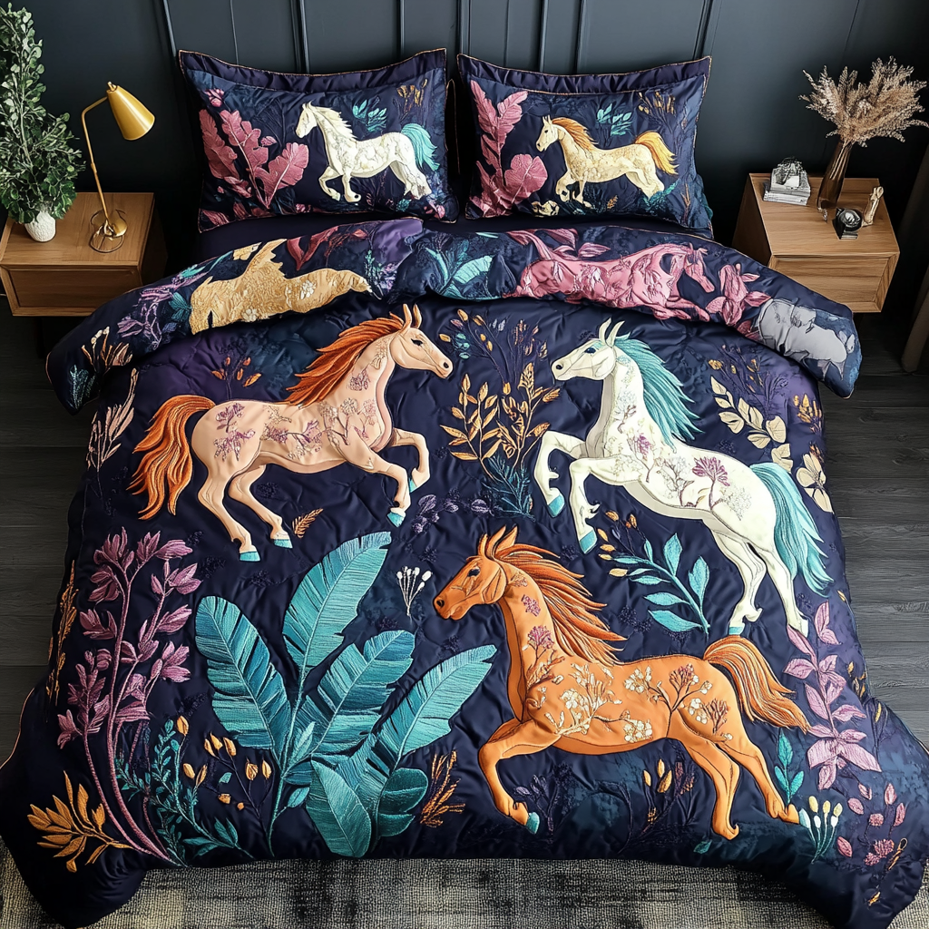 Noble Horses 3-Piece Quilted Bedding Set NCU0NVH227