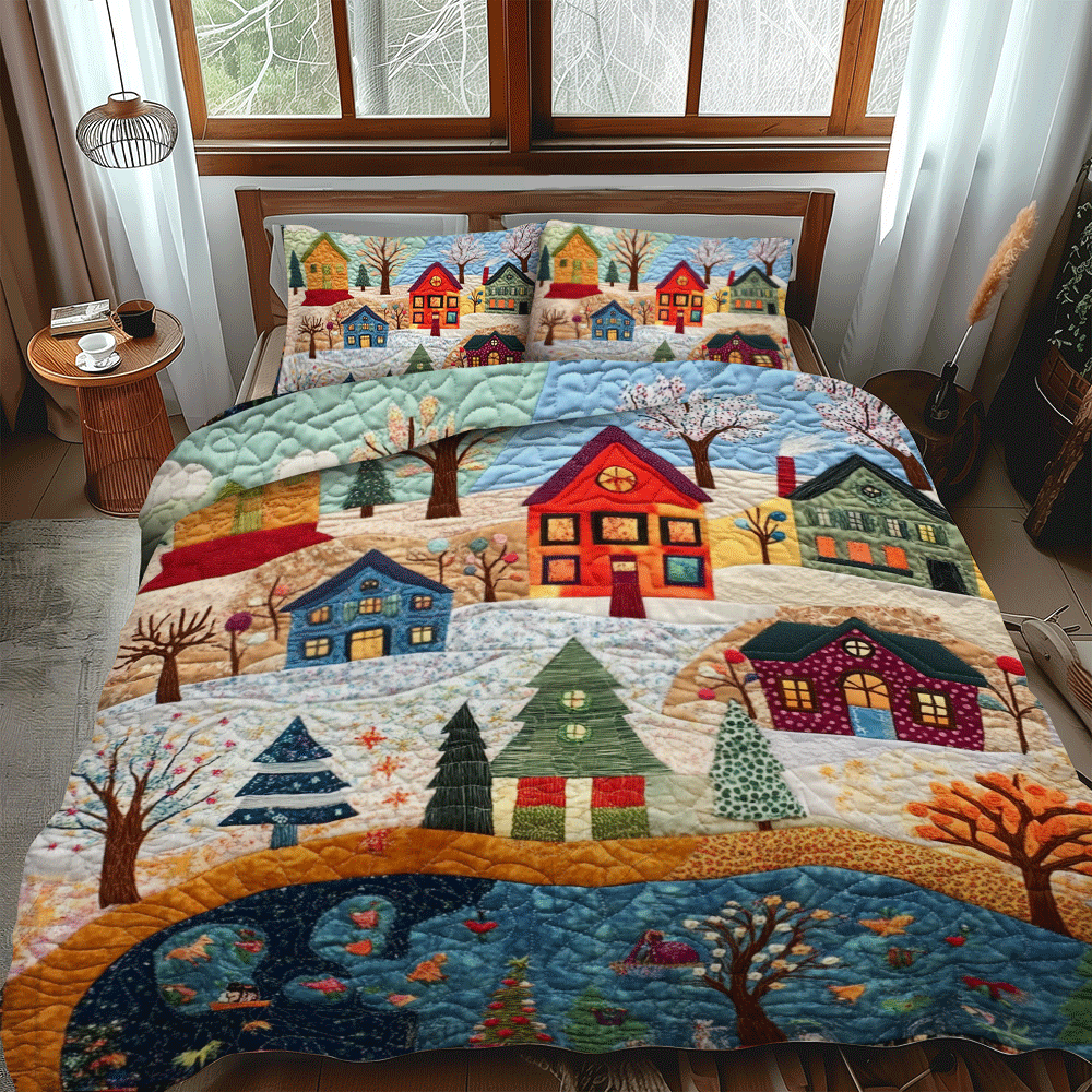 North Pole Nights 3-Piece Quilted Bedding Set NCU0PD754