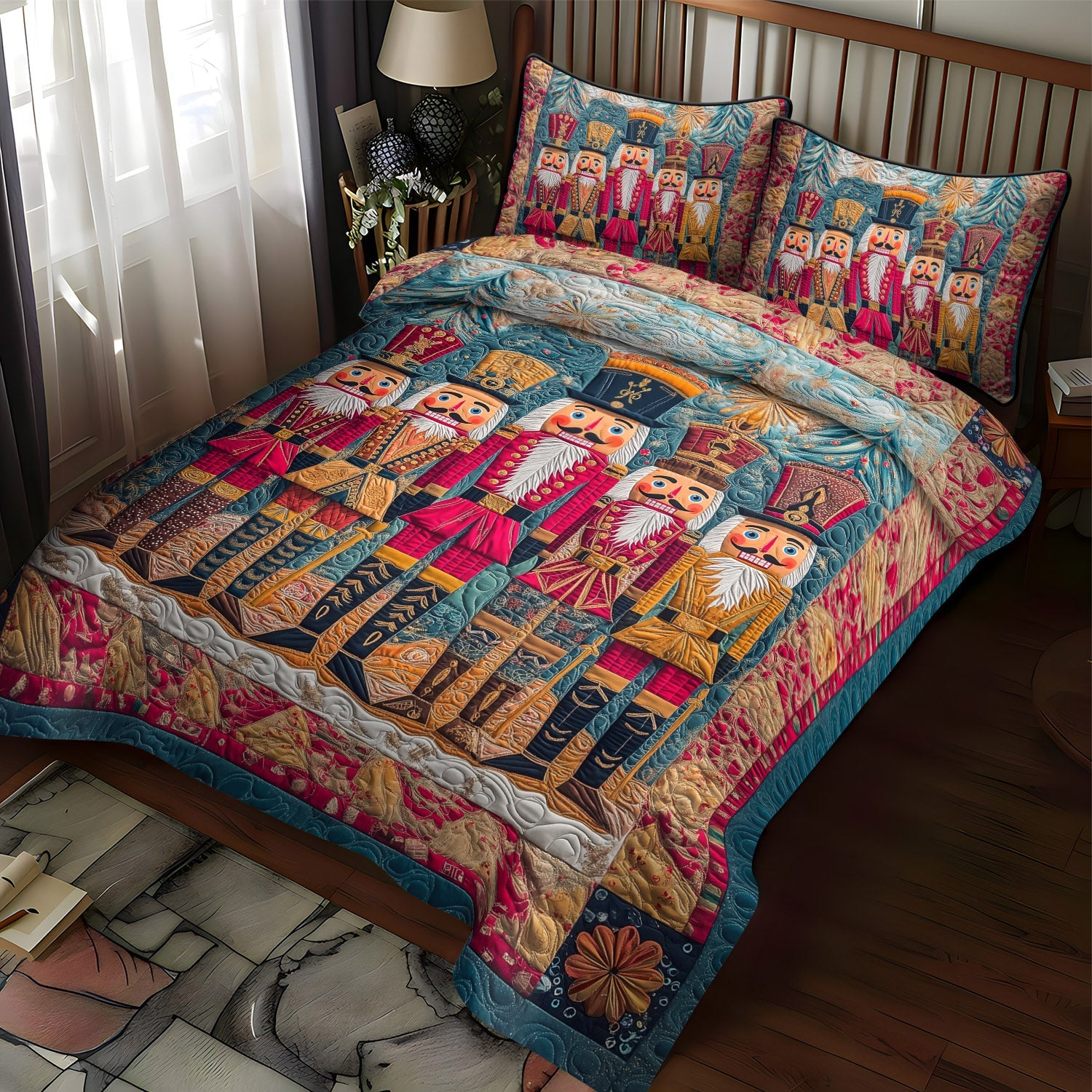 Nostalgic Nutcracker 3-Piece Quilted Bedding Set NCU0TL1594
