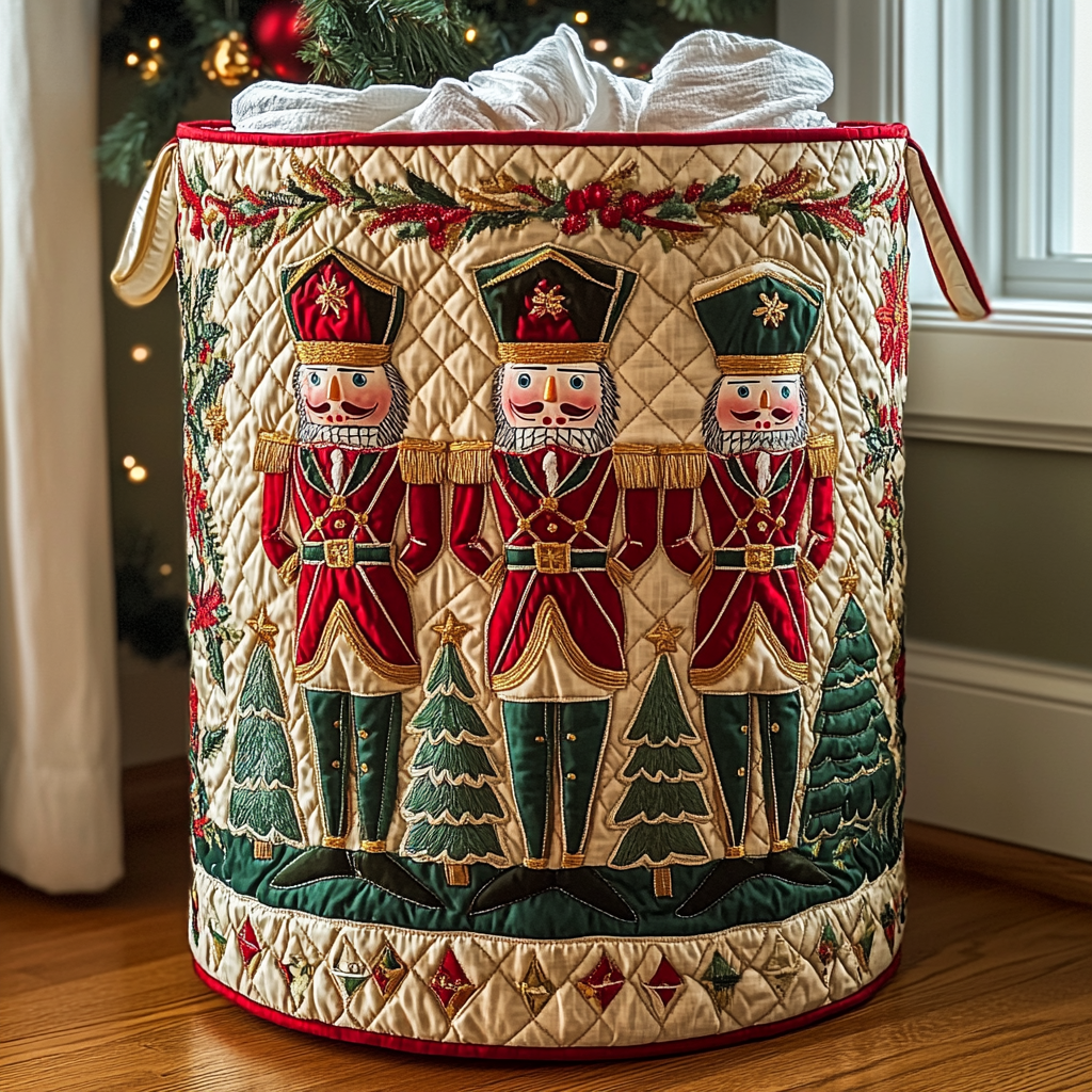 Nutcracker Classic Quilted Laundry Basket NCU0DDK1202