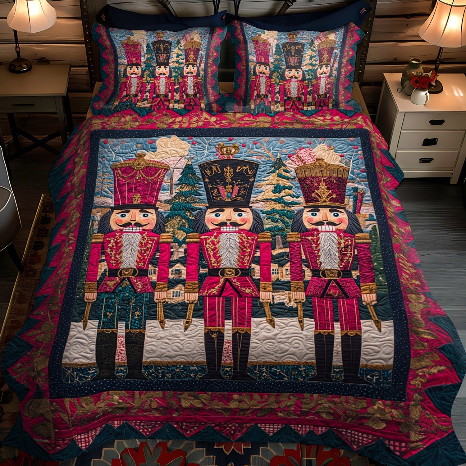 Nutcracker Dreams 3-Piece Quilted Bedding Set NCU0TL1589