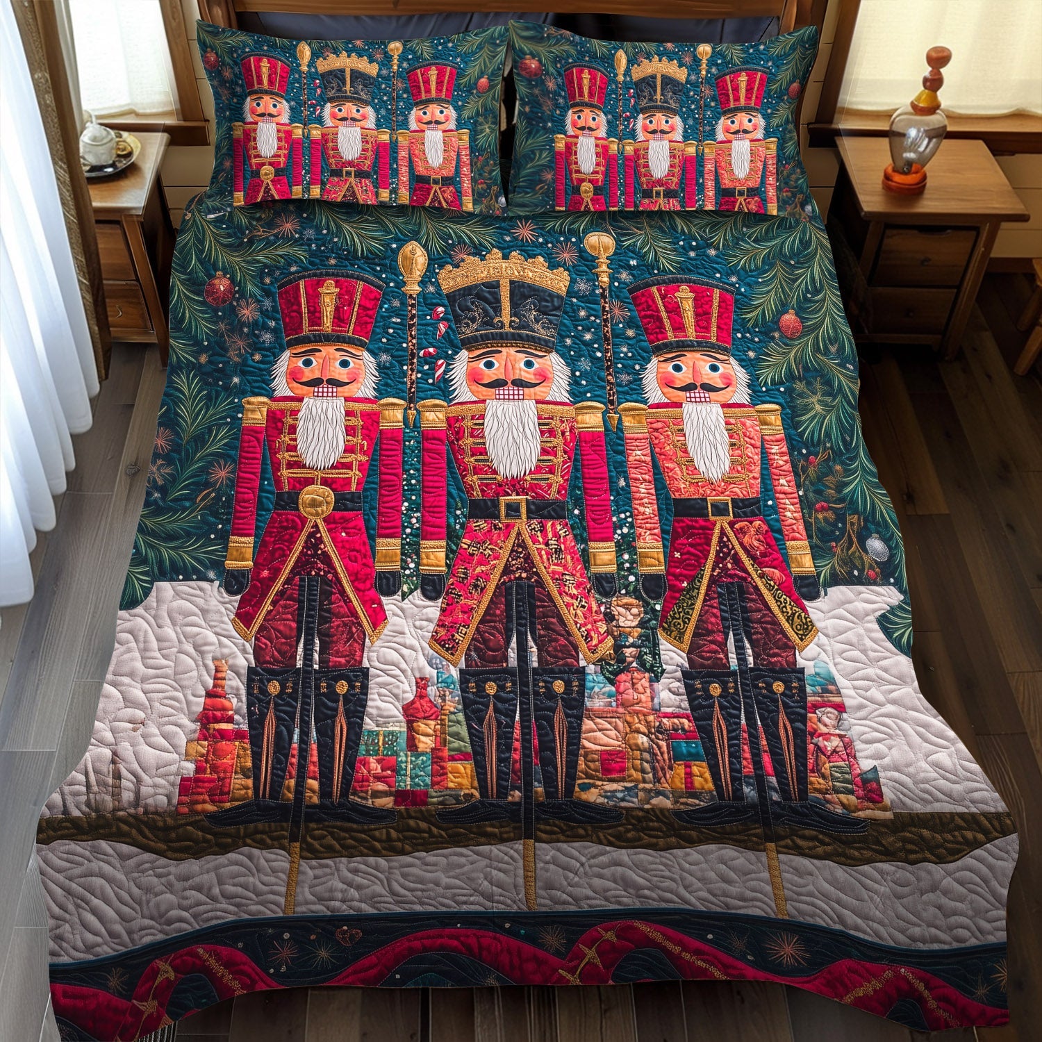Nutcracker Magic 3-Piece Quilted Bedding Set NCU0TL1592