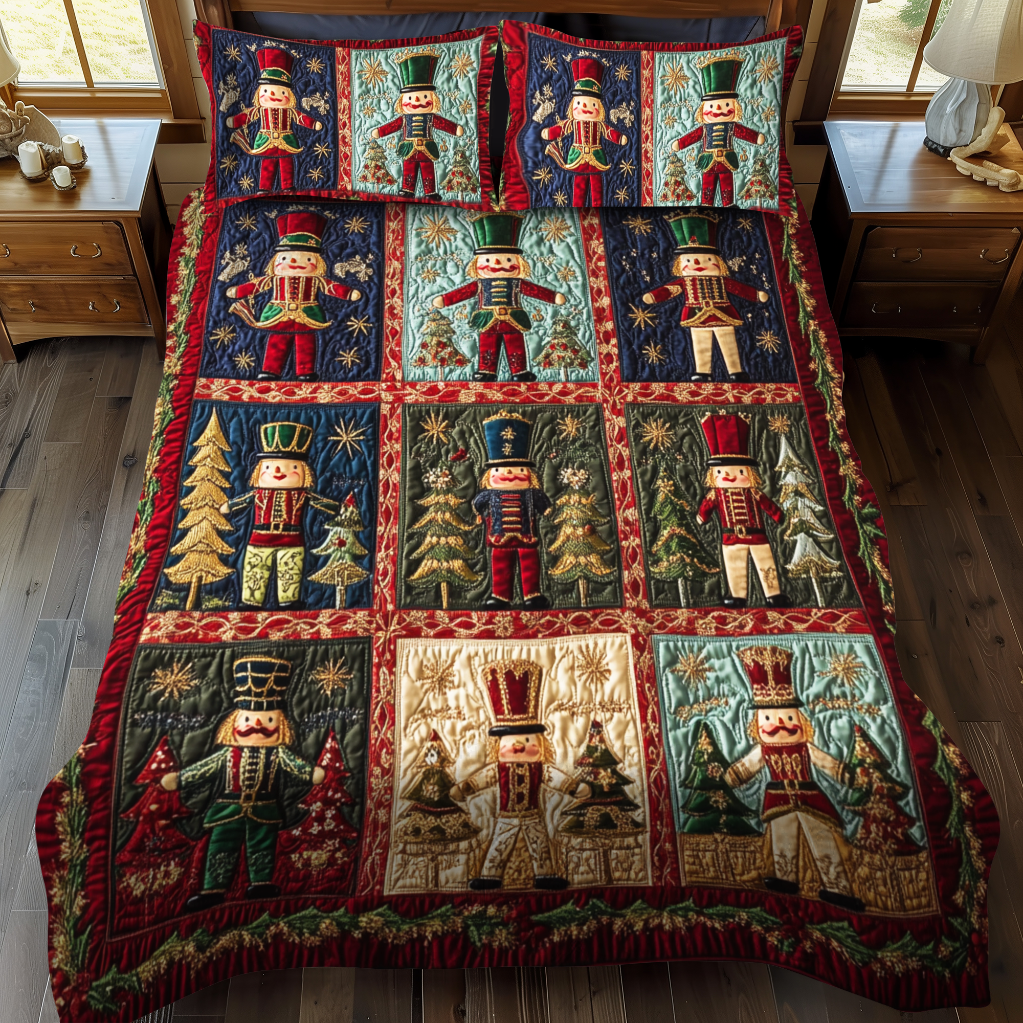 Nutcracker Nights 3-Piece Quilted Bedding Set NCU0VH870