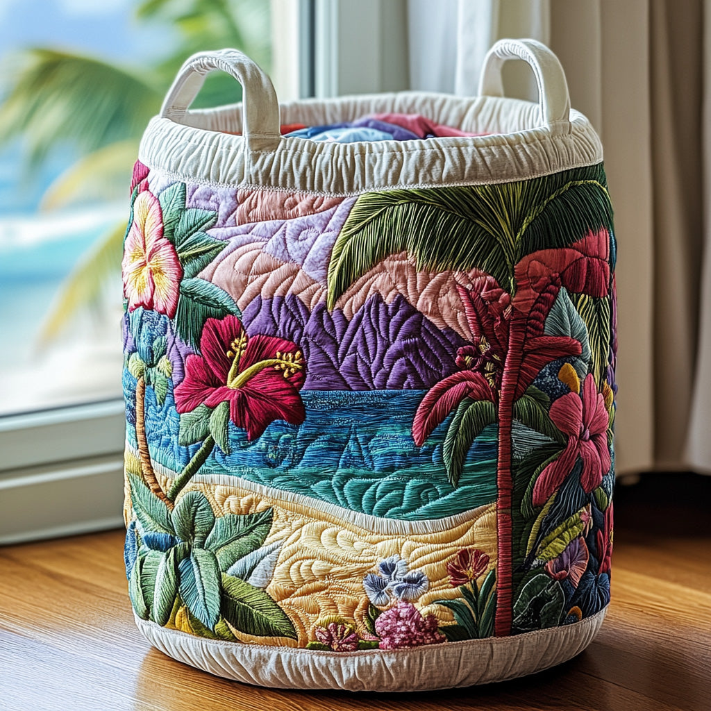 Ocean Bloom Quilted Laundry Basket NCU0PVL489