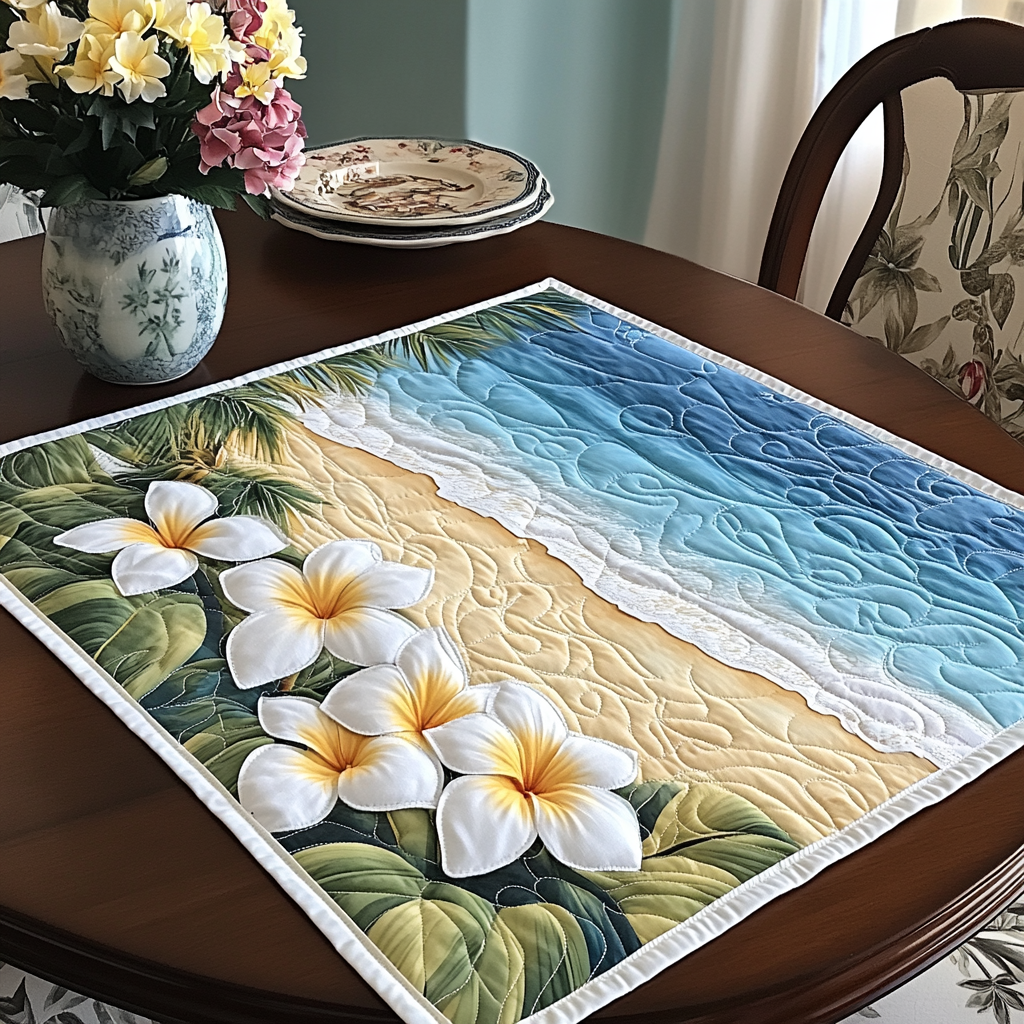 Ocean Bloom Quilted Table Topper NCU0DDK651