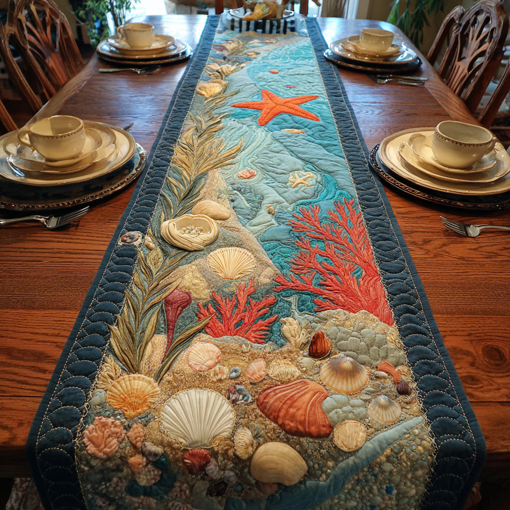 Ocean Deep Quilted Table Runner NCU0HNH383