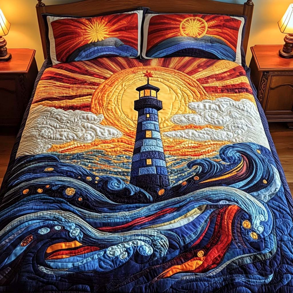 Ocean Glow 3-Piece Quilted Bedding Set NCU0NT2139