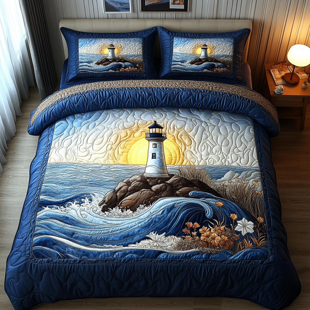 Ocean Glow 3-Piece Quilted Bedding Set NCU0PVL338