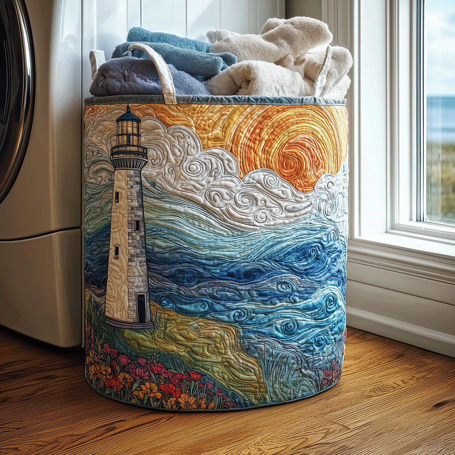Ocean Light Quilted Laundry Basket NCU0TH2917