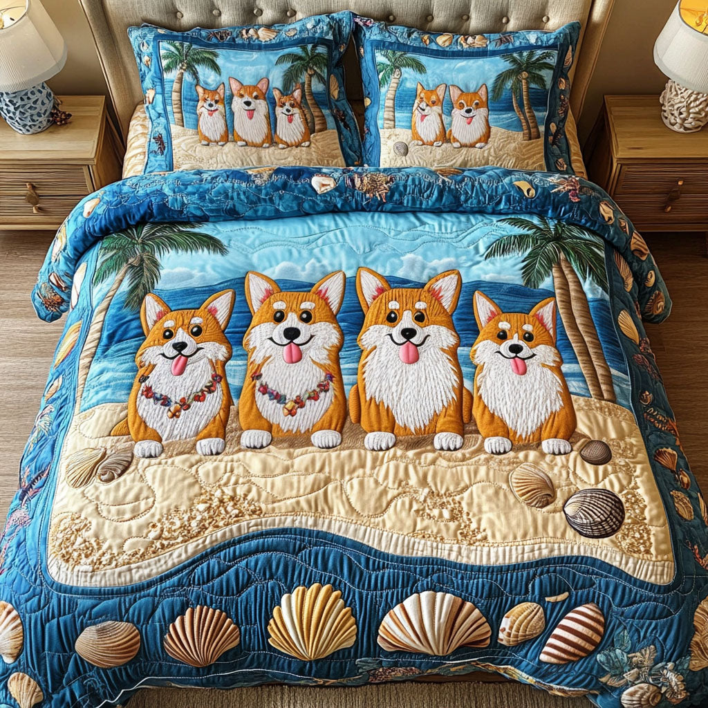 Ocean Pawty Time 3-Piece Quilted Bedding Set NCU0NNT711