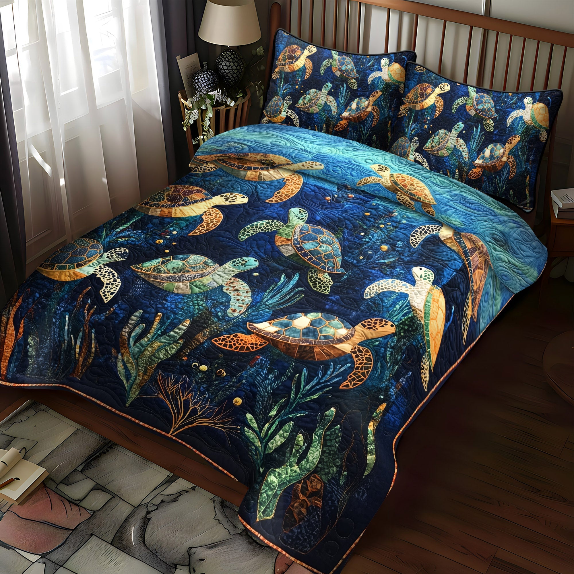 Ocean Serenade 3-Piece Quilted Bedding Set NCU0PT1853