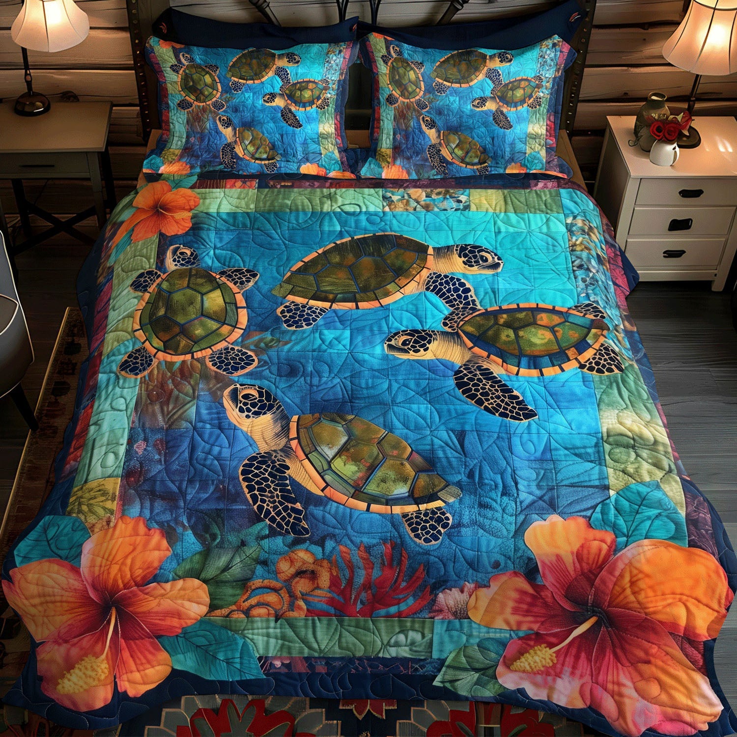 Ocean Serenity 3-Piece Quilted Bedding Set NCU0TL762