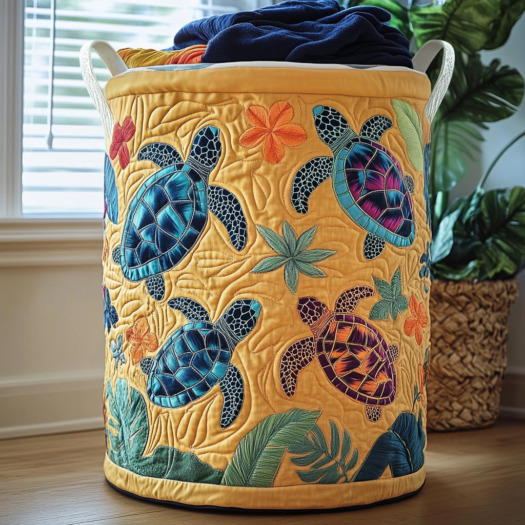 Ocean Turtles Quilted Laundry Basket NCU0PVL630