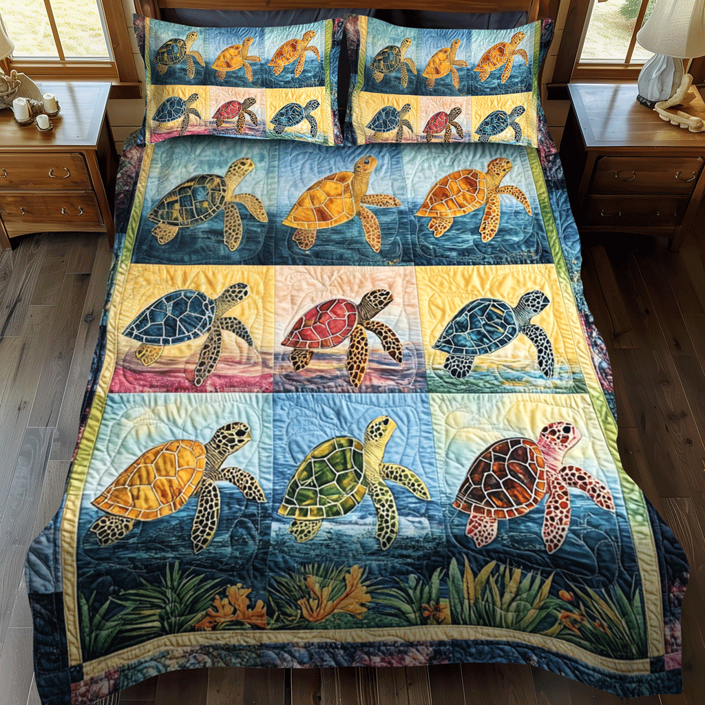 Oceanic Oasis 3-Piece Quilted Bedding Set NCU0TL1476