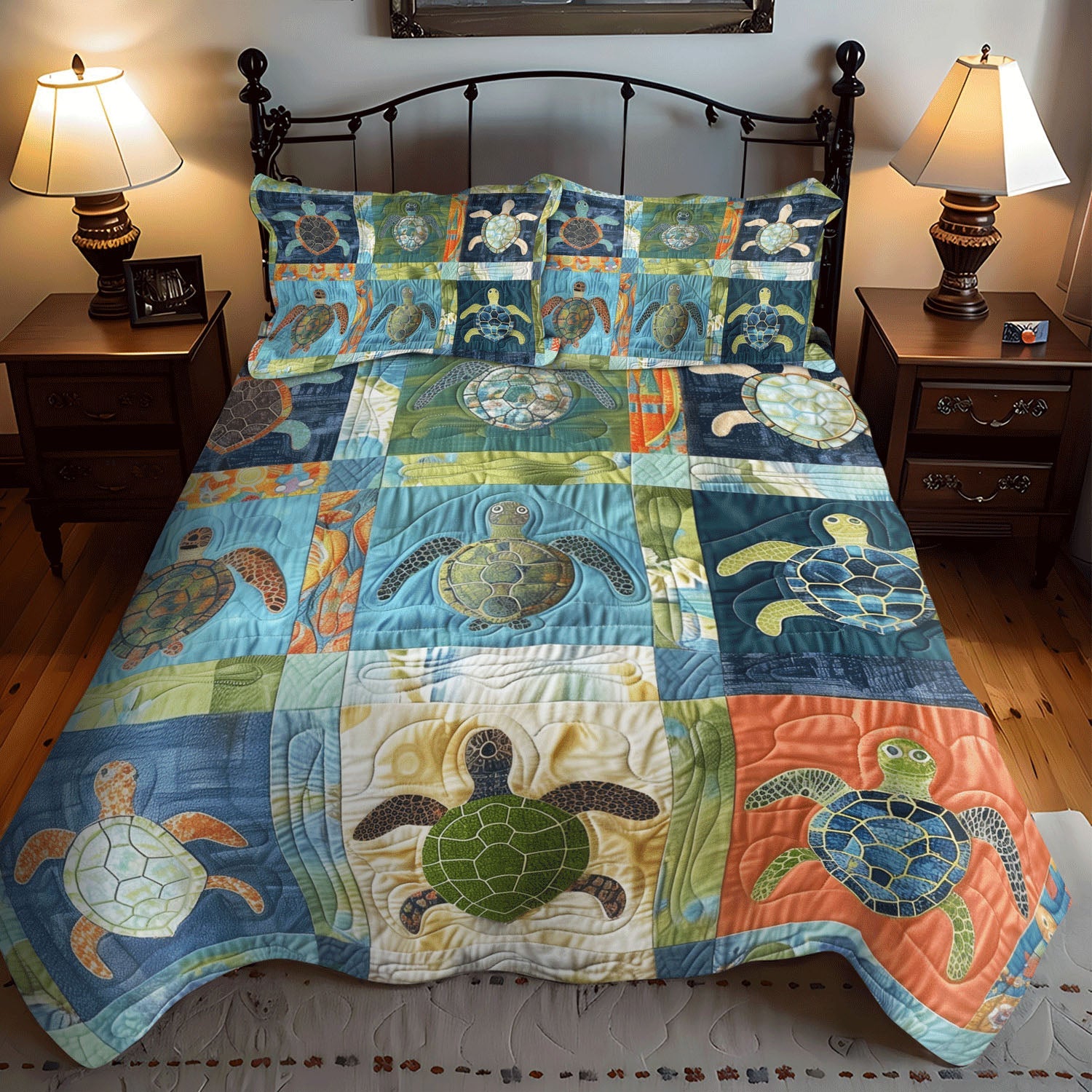 Oceanic Peace 3-Piece Quilted Bedding Set NCU0TL770