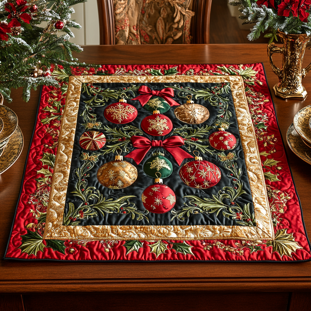 Ornament Glow Quilted Table Topper NCU0DDK1144