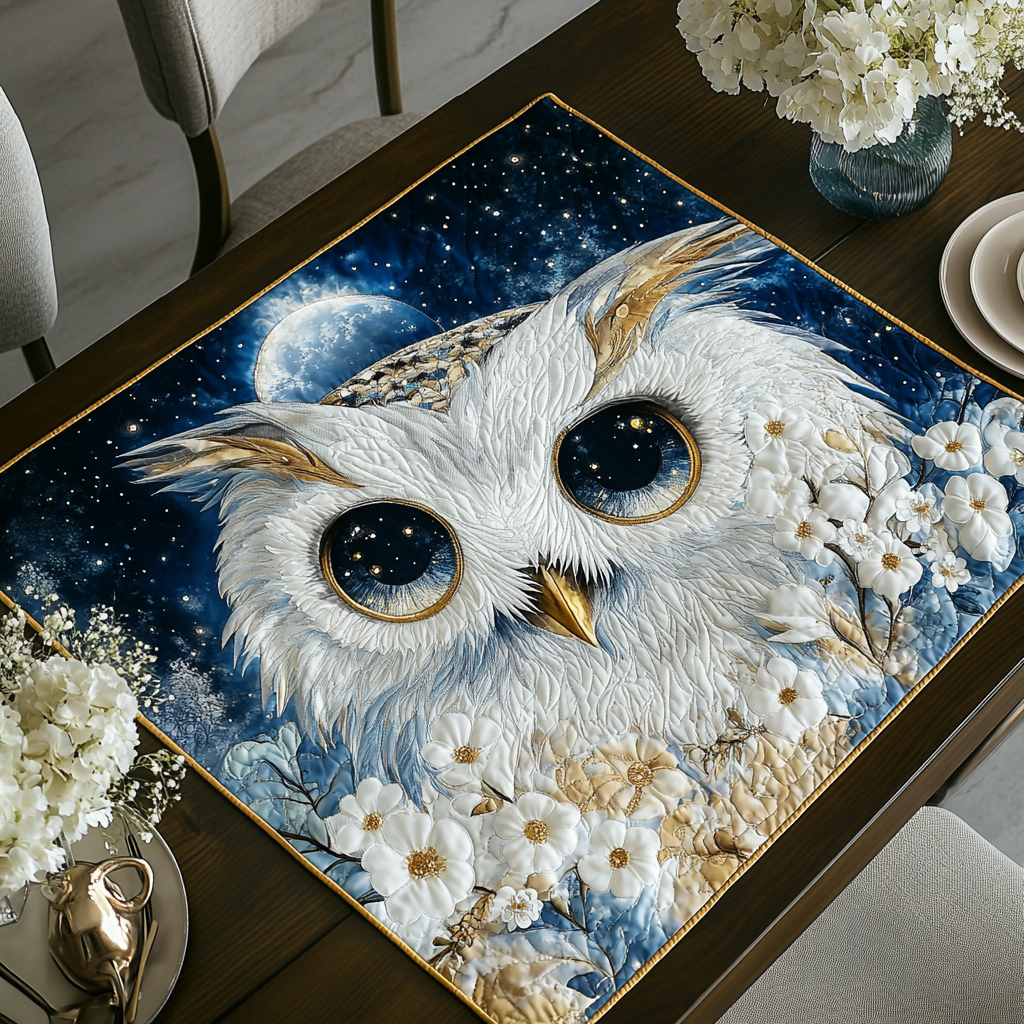 Owl Moonlight Quilted Table Topper NCU0DDK798
