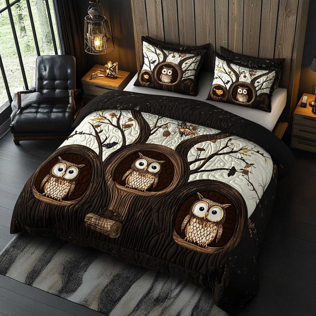 Ozzie Owl 3-Piece Quilted Bedding Set NCU0PTT1284