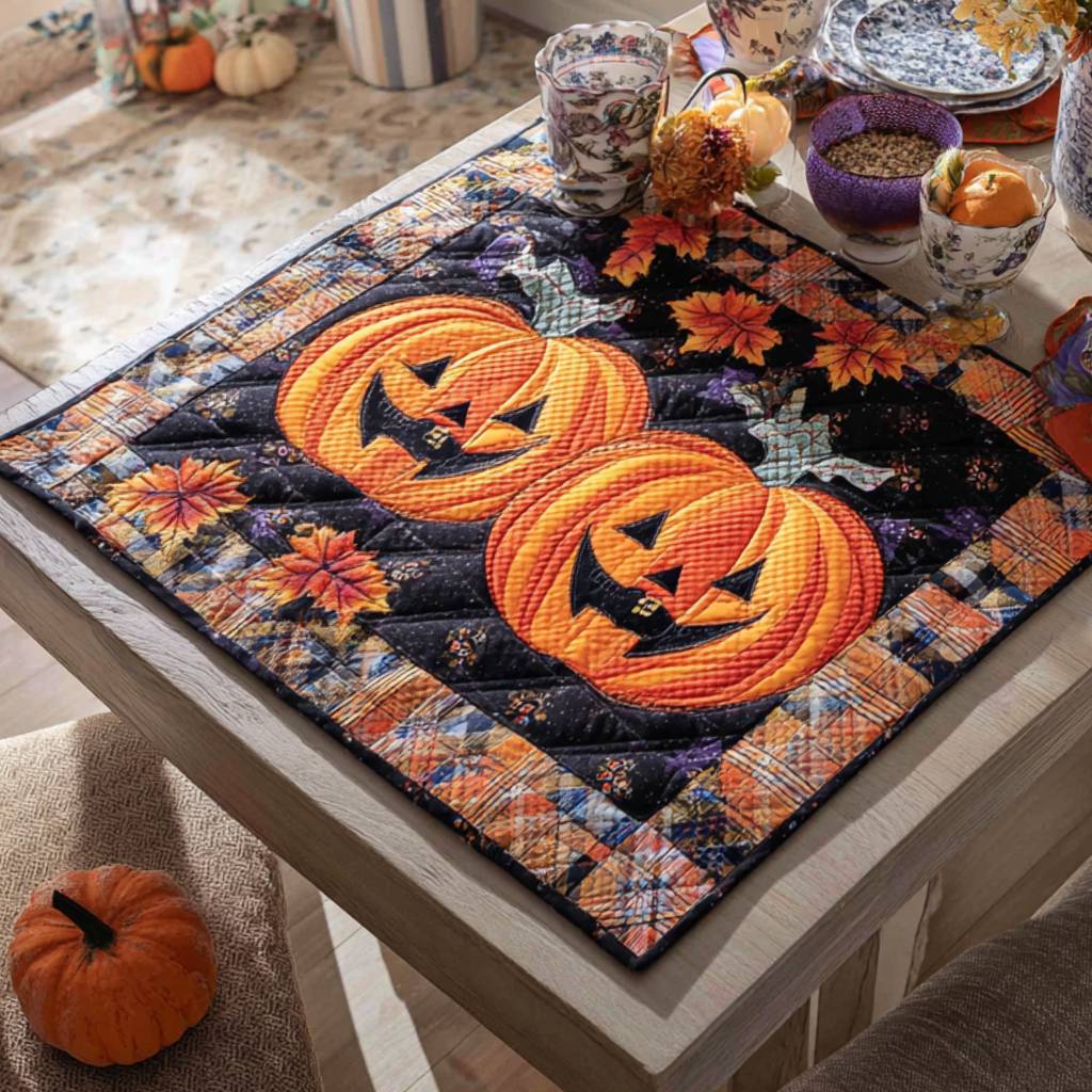 Painted Pumpkinscape Quilted Table Topper NCU0PTT850