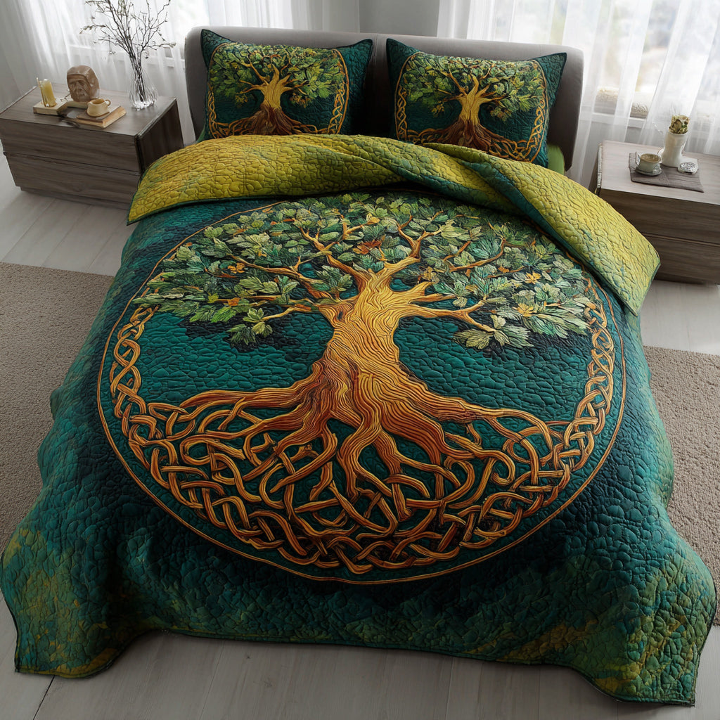 Paradise Tree of Life 3-Piece Quilted Bedding Set NCU0HNH289