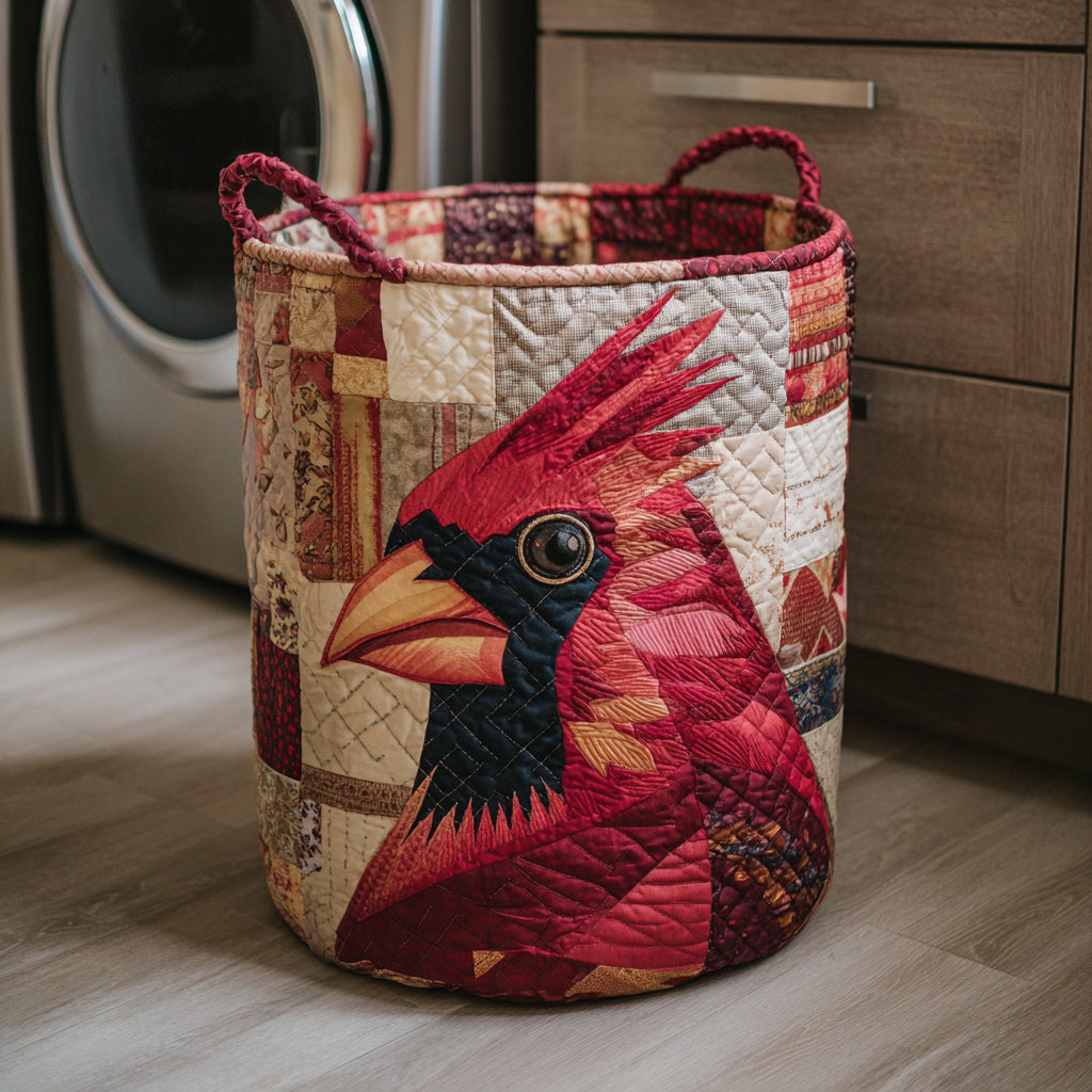 Patchwork Cardinal Quilted Laundry Basket NCU0HNH008