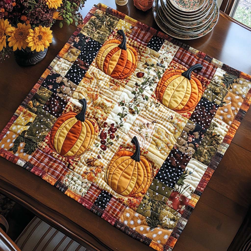 Patchwork Pumpkins Quilted Table Topper NCU0NNT992