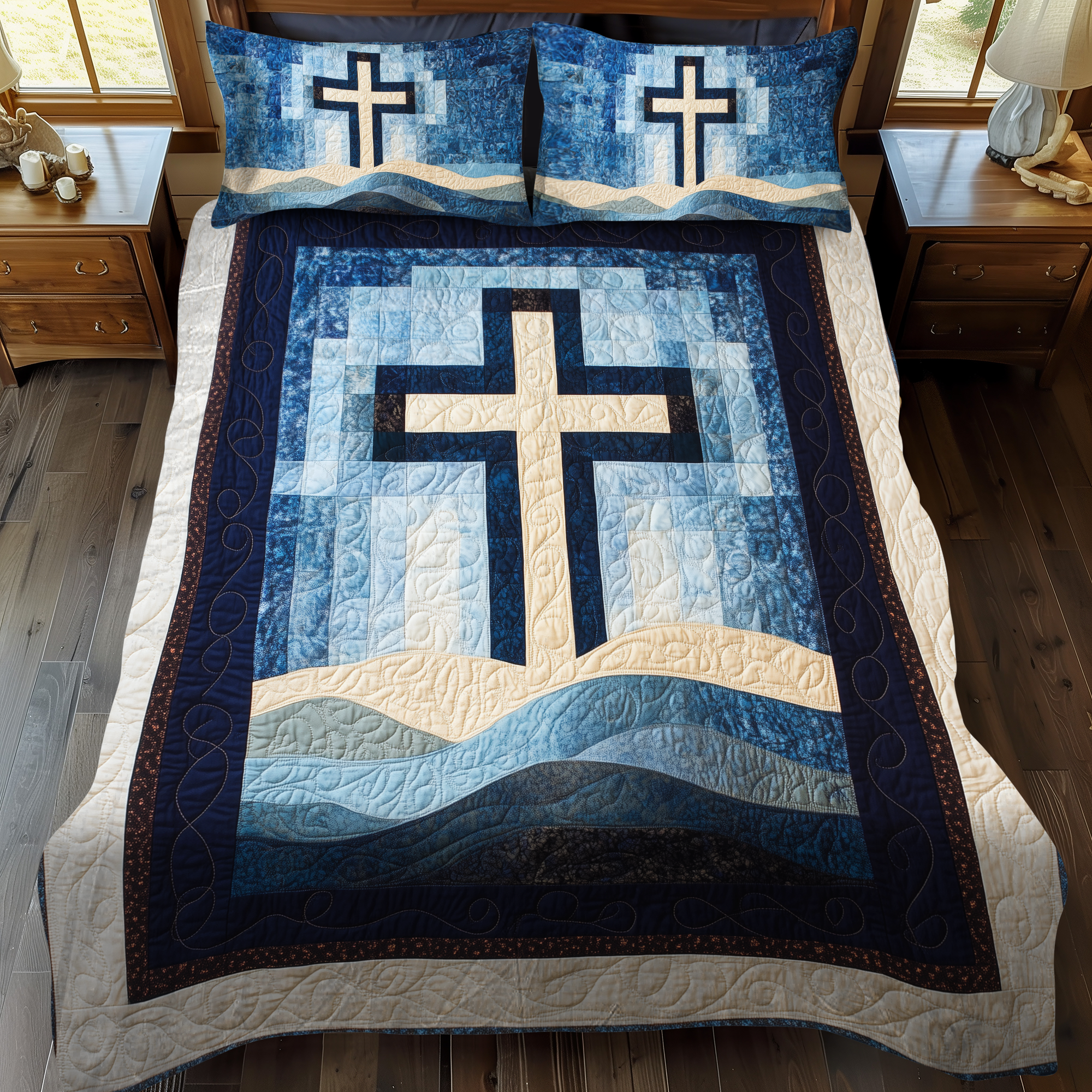 Path of Grace 3-Piece Quilted Bedding Set NCU0DK1984
