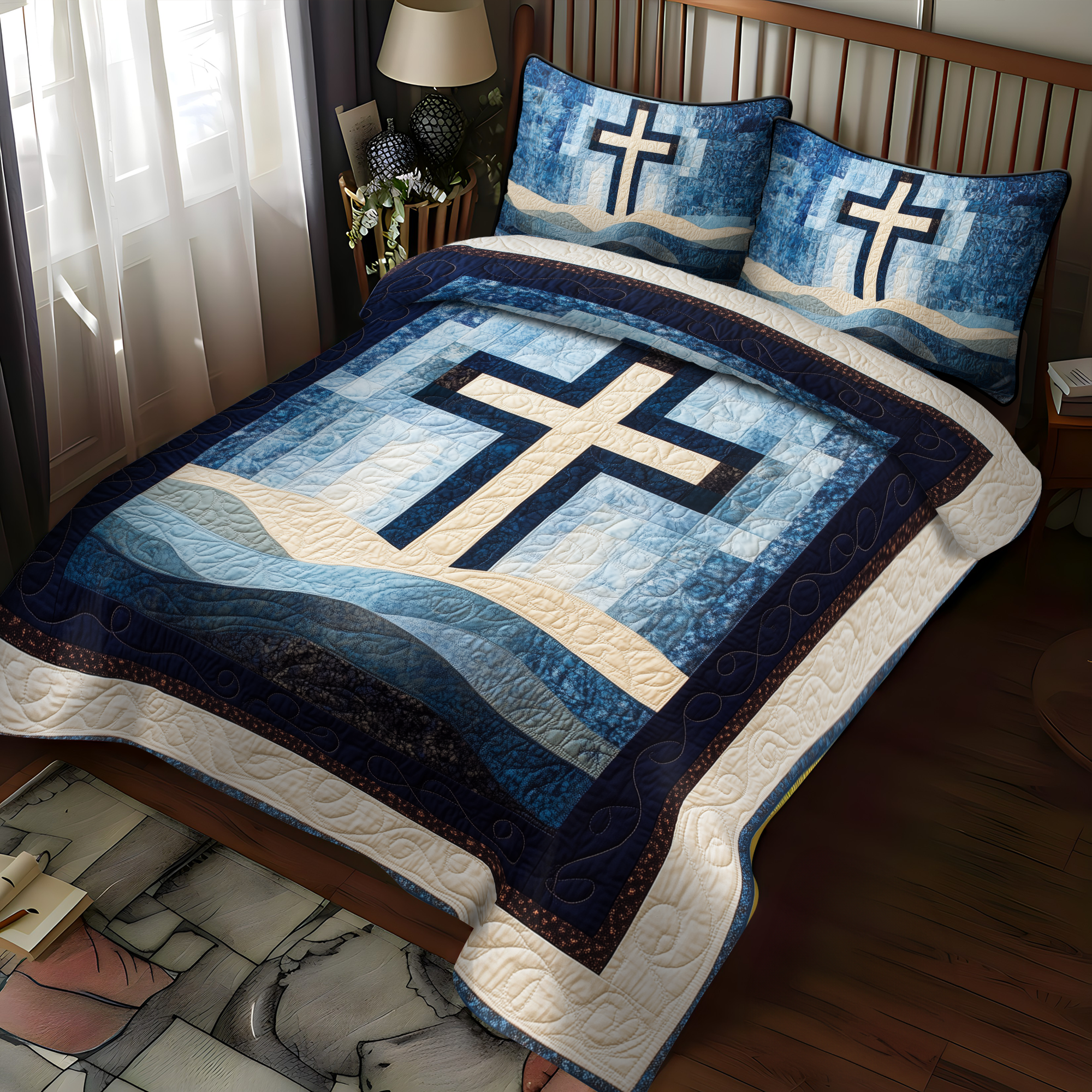 Path of Grace 3-Piece Quilted Bedding Set NCU0DK1984