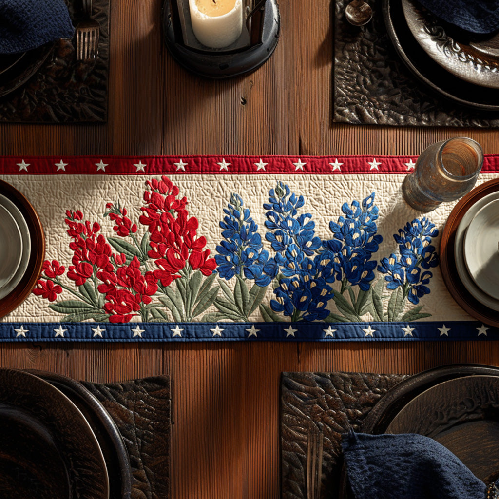 Patriot Blossom Quilted Table Runner NCU0LDH092