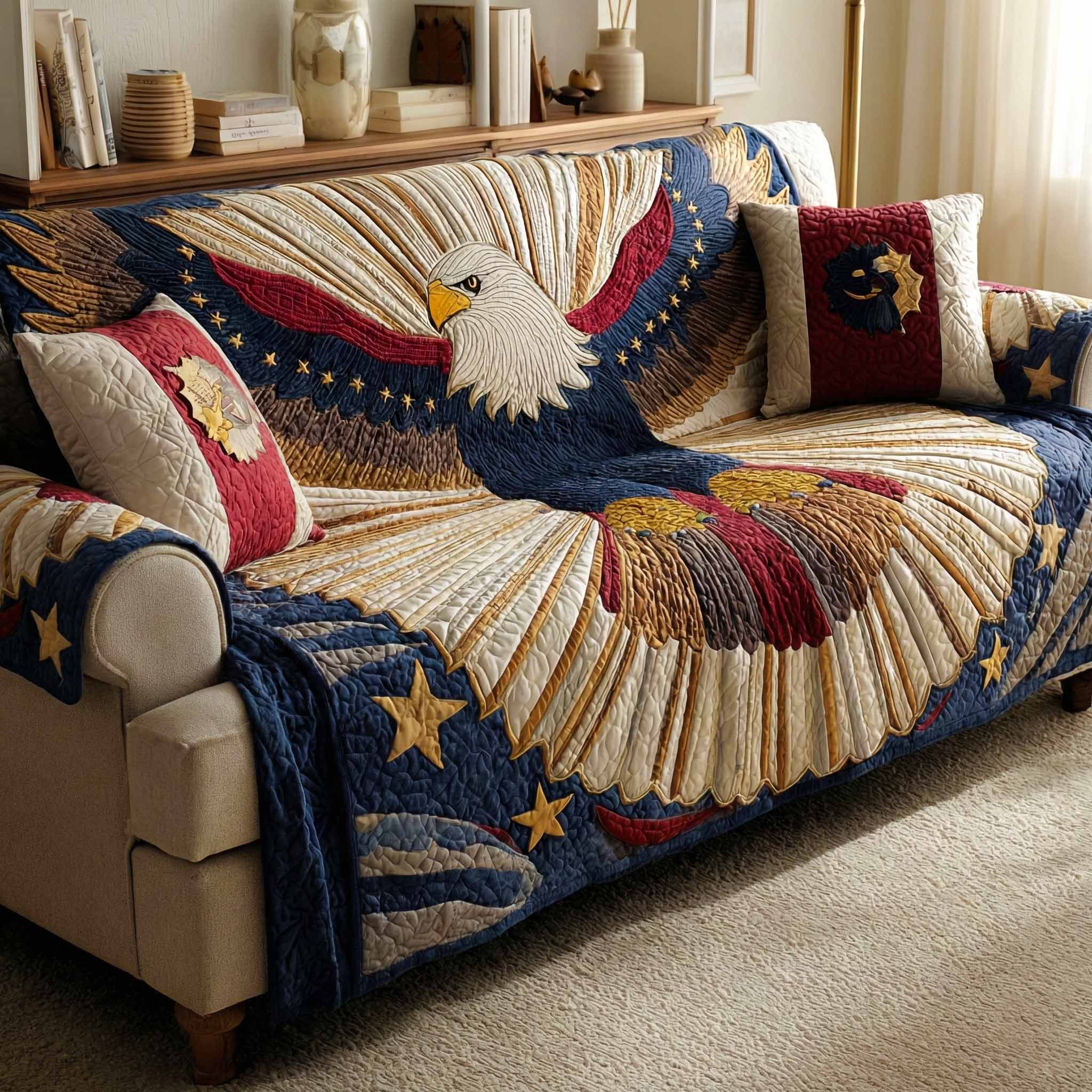 Patriotic Soar Quilted Sofa Cover NCU0NXD1558