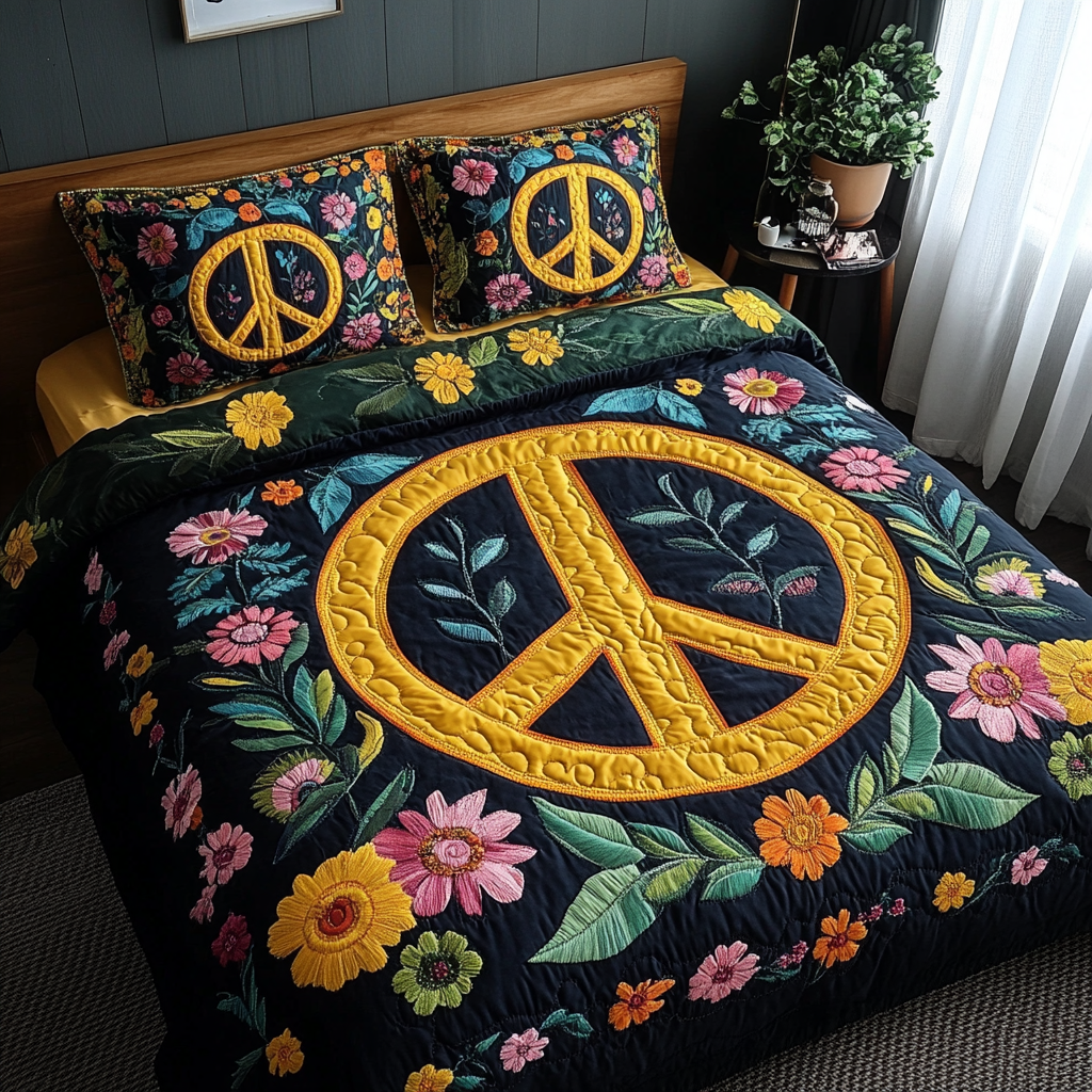 Peace Garden 3-Piece Quilted Bedding Set NCU0PVL347