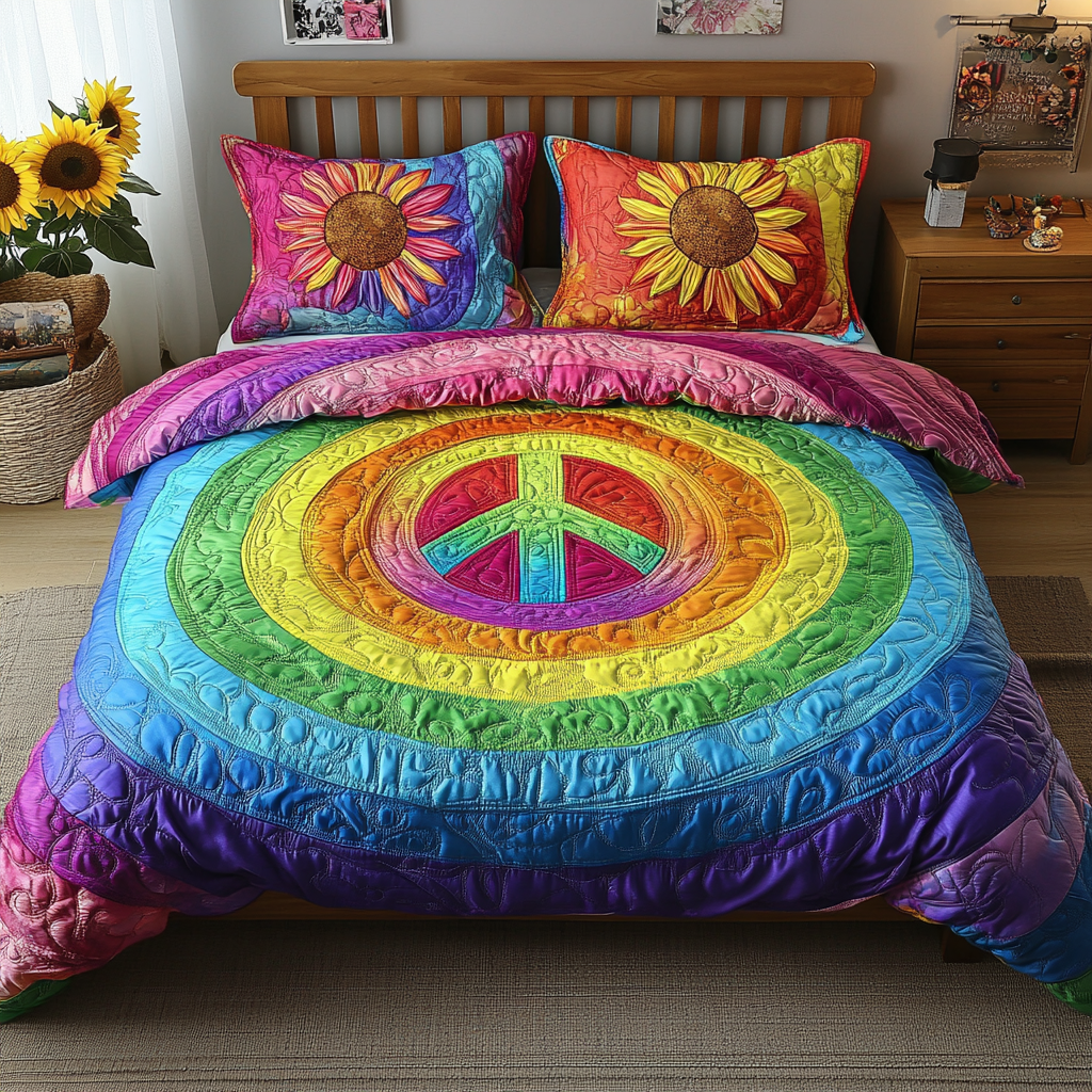 Peace Spectrum 3-Piece Quilted Bedding Set NCU0PVL356