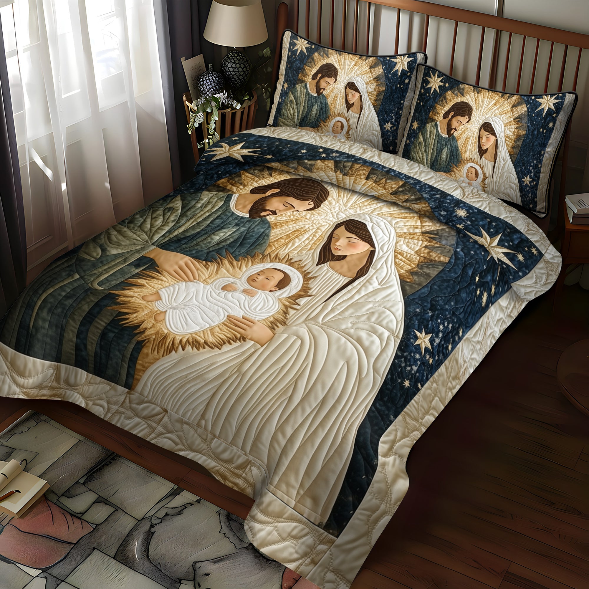 Peaceful Blessings 3-Piece Quilted Bedding Set NCU0VL756