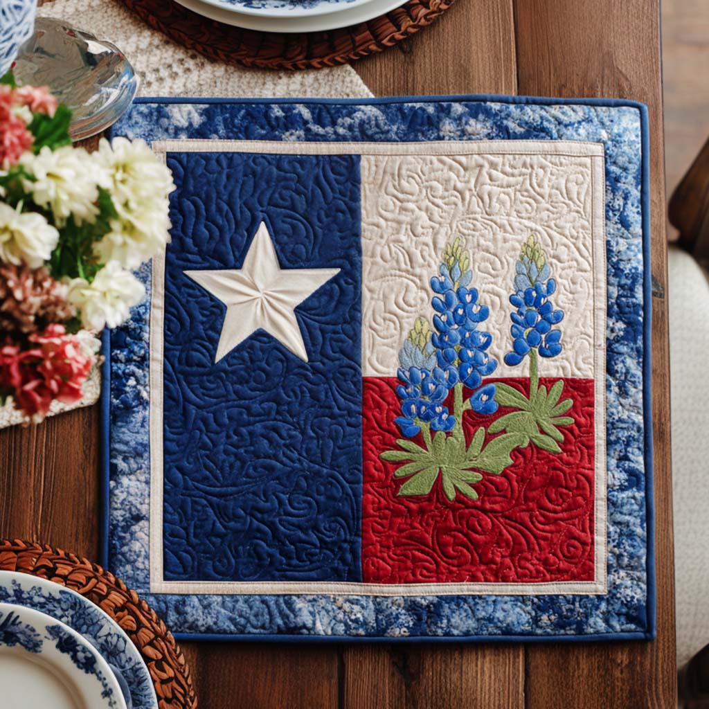 Peaceful Bluebonnet View Quilted Table Topper NCU0NNT1297