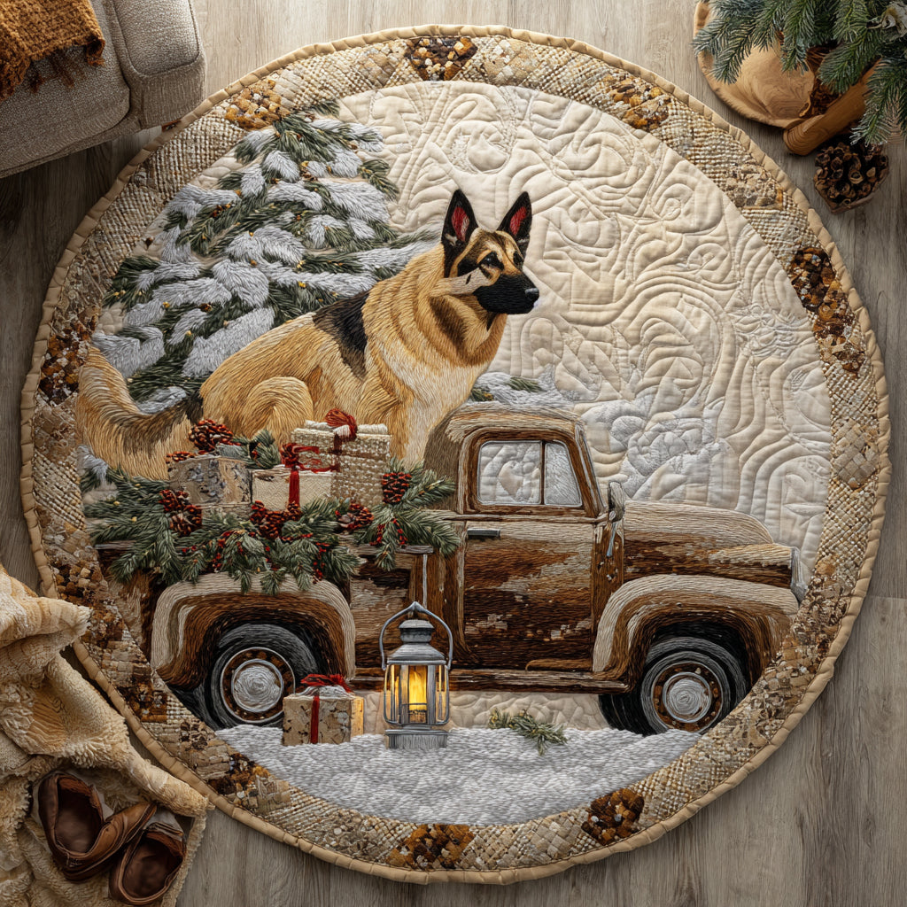 Peaceful German Shepherd Eve Quilted Round Mat NCU0DV1116