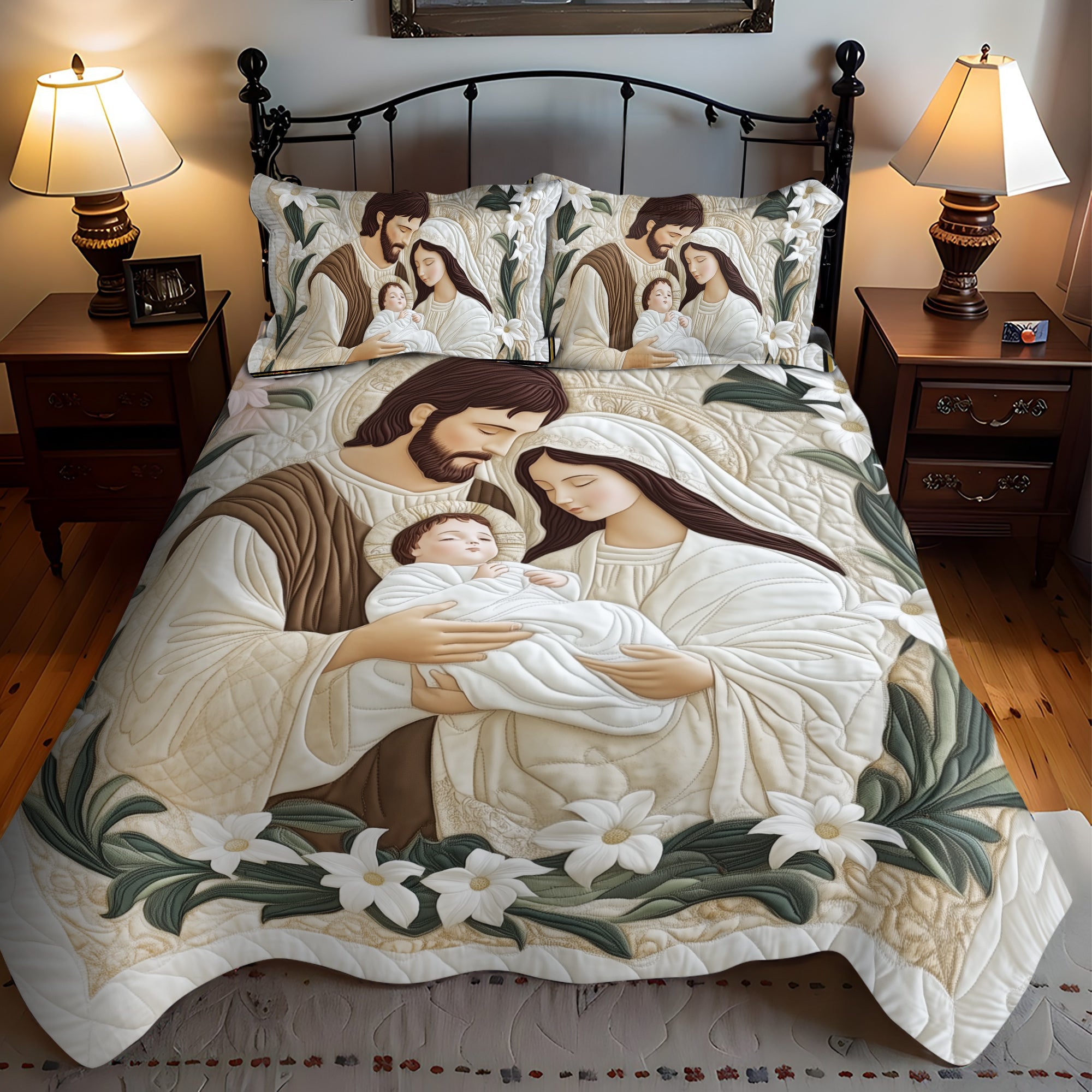 Peaceful Nativity 3-Piece Quilted Bedding Set NCU0VL750