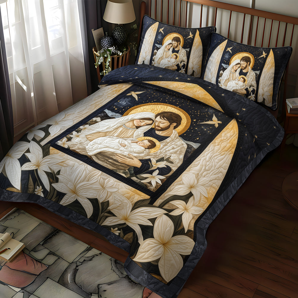 Peaceful Nativity Scene 3-Piece Quilted Bedding Set NCU0TL1746