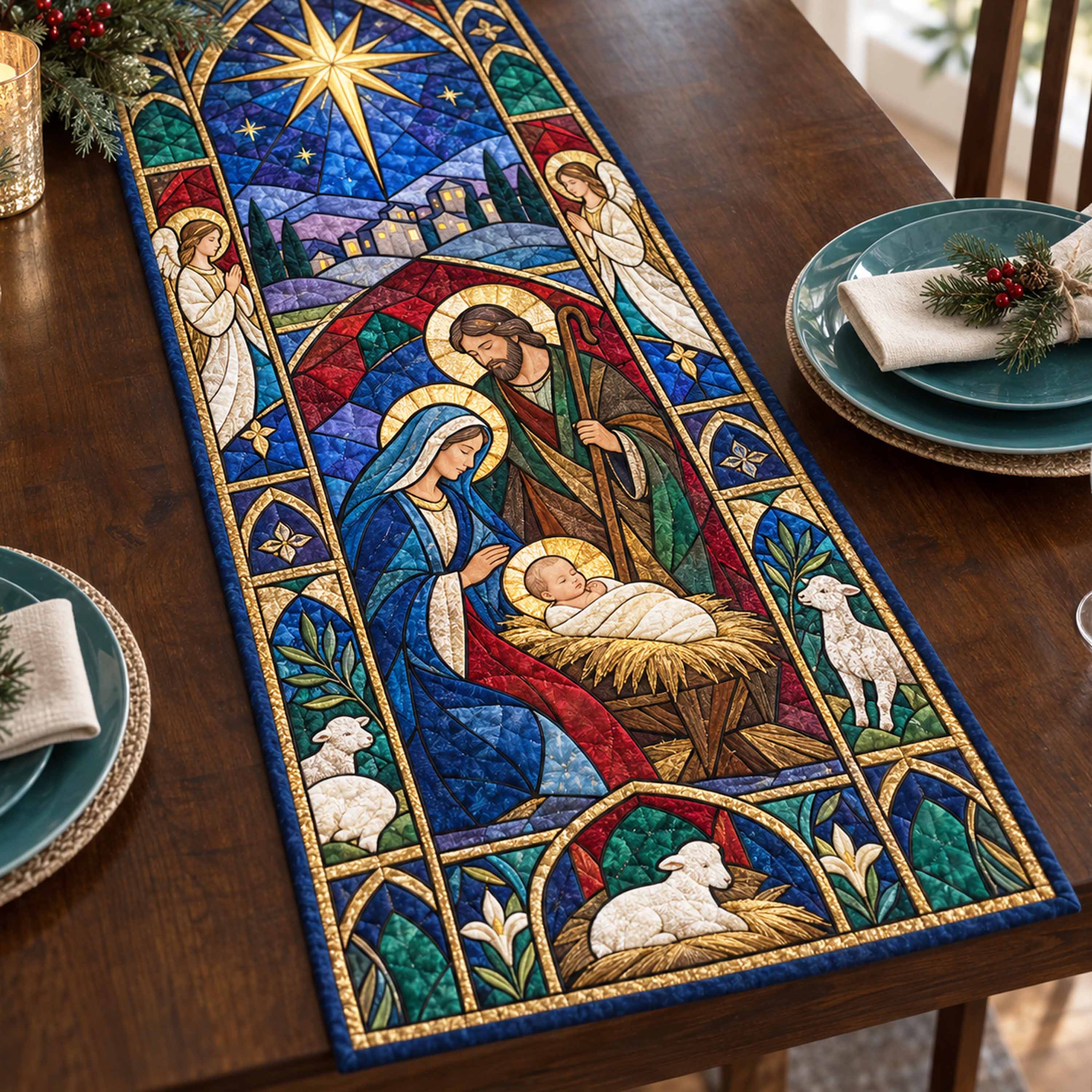Peaceful Stable Quilted Table Runner NCU0NTD2332