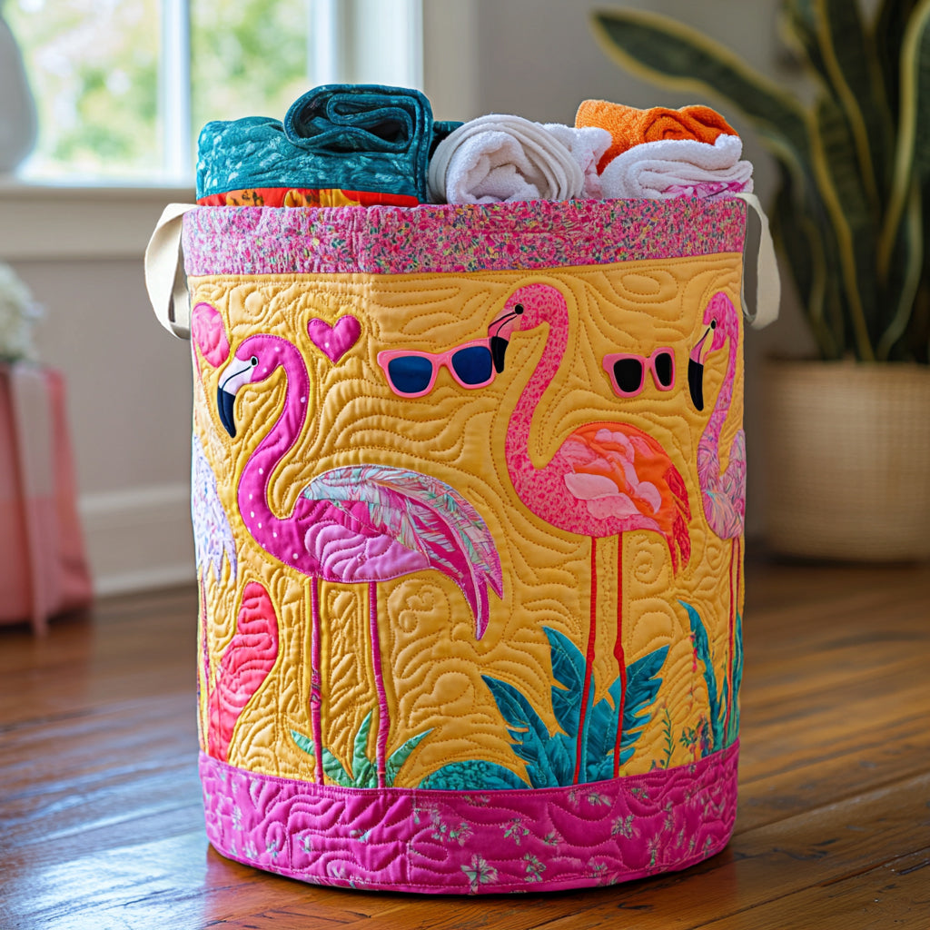 Pink Lagoon Quilted Laundry Basket NCU0NNL130