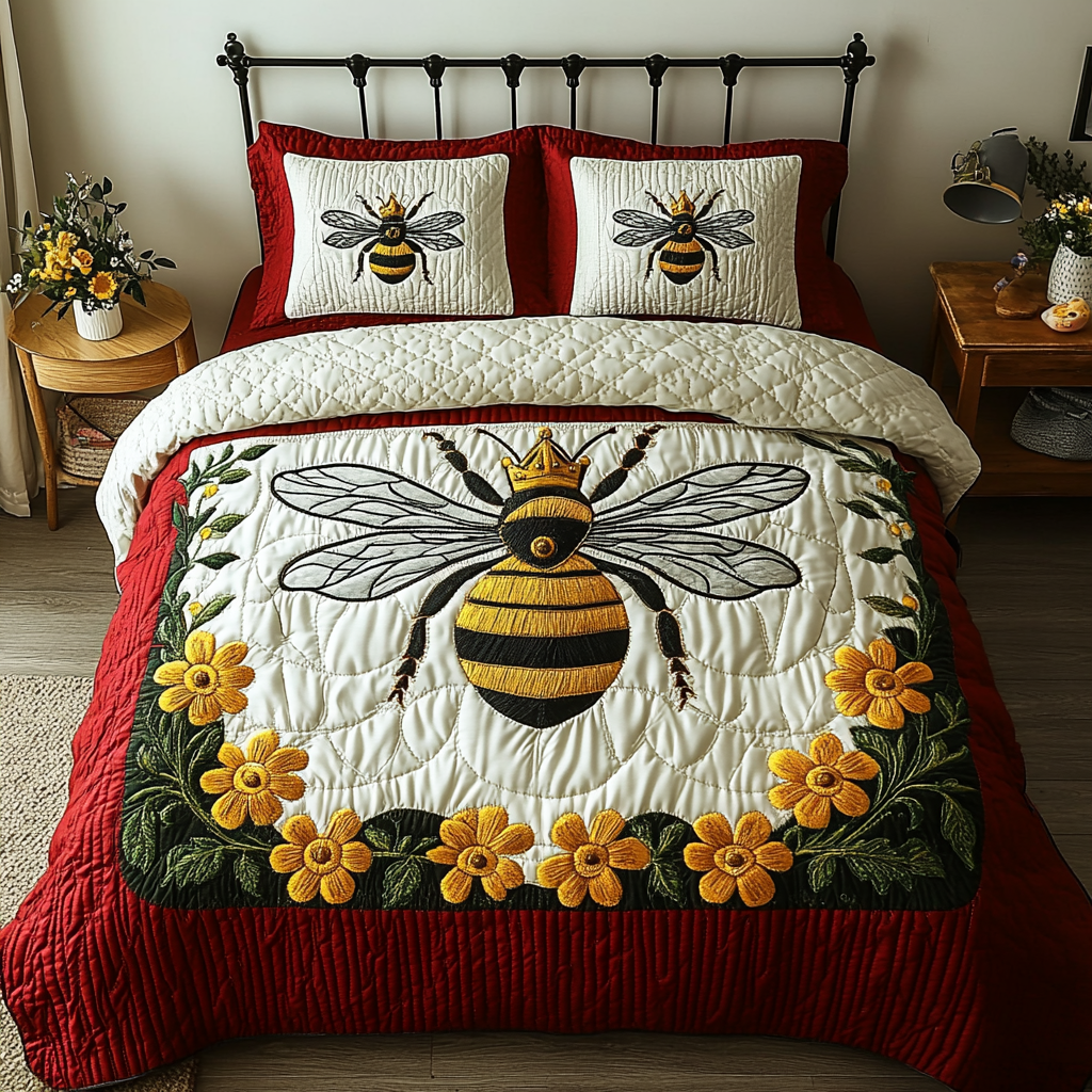 Pollinator Paradise 3-Piece Quilted Bedding Set NCU0DK2433